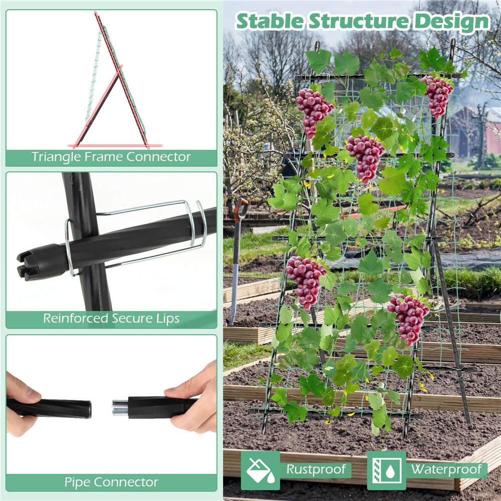 Costway 75" Garden Trellis for Plant Climbing with PE-Coated Frame & Trellis Net