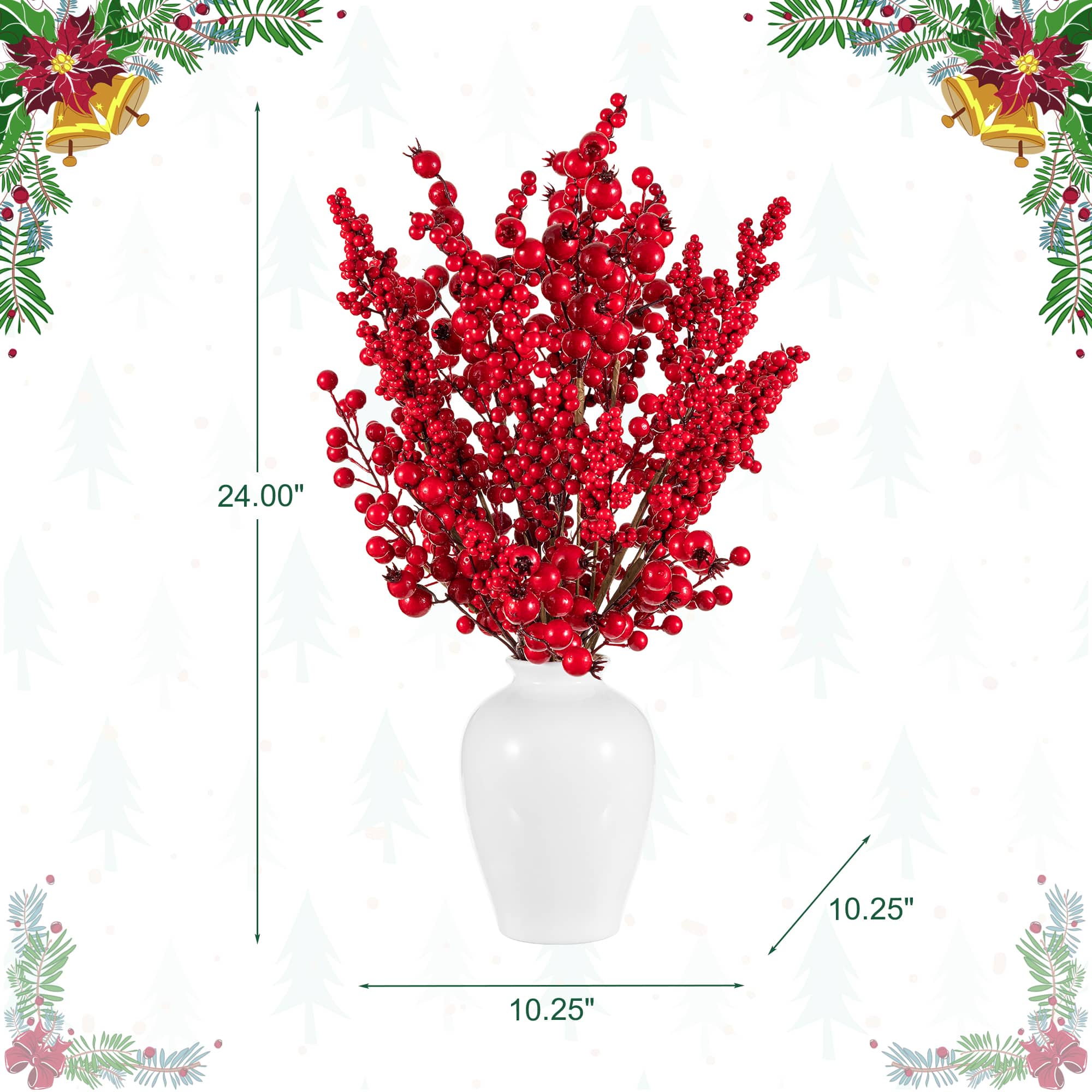Glitzhome® 24" Christmas Berry Vase Centerpiece