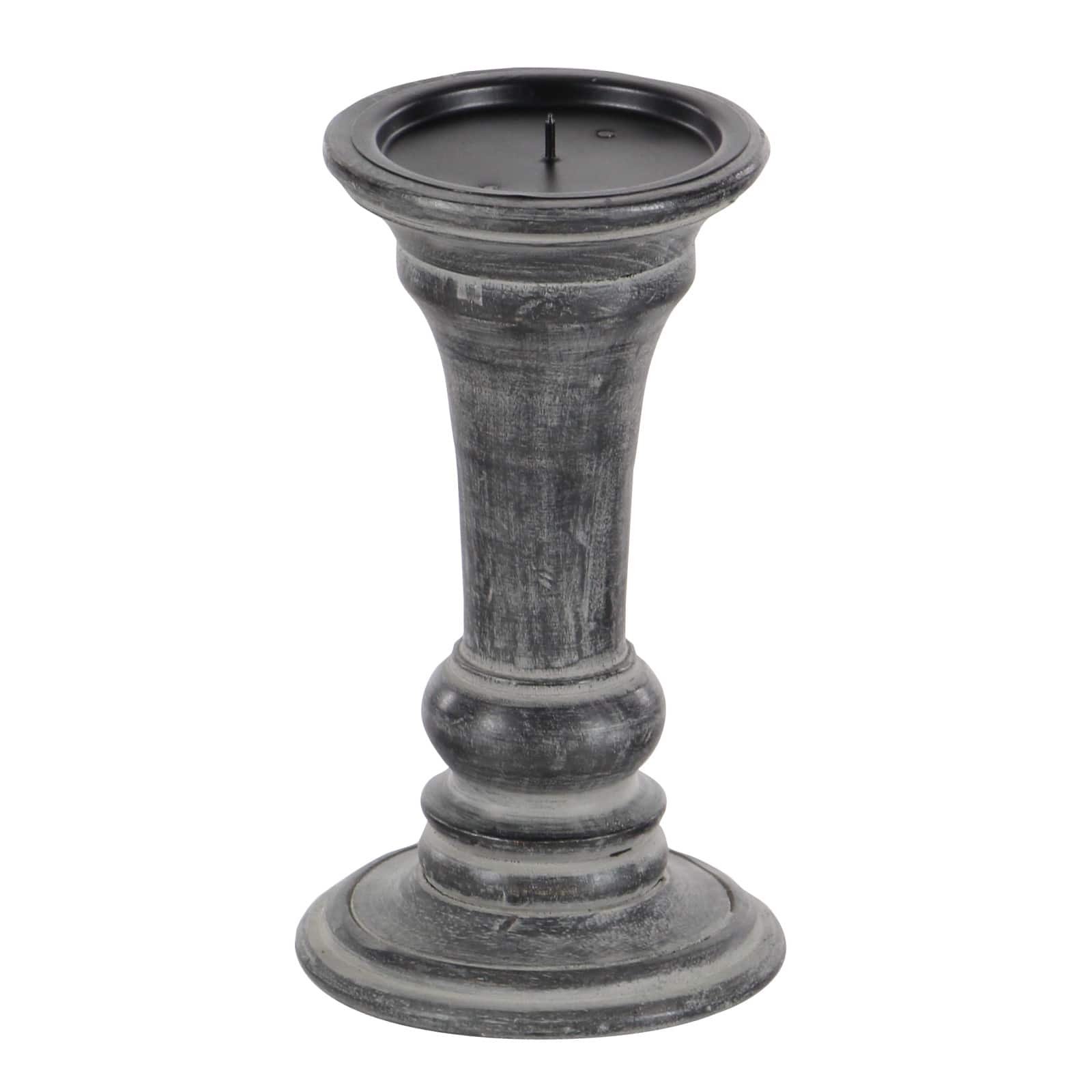 Black Mango Wood Traditional Candle Holder Set
