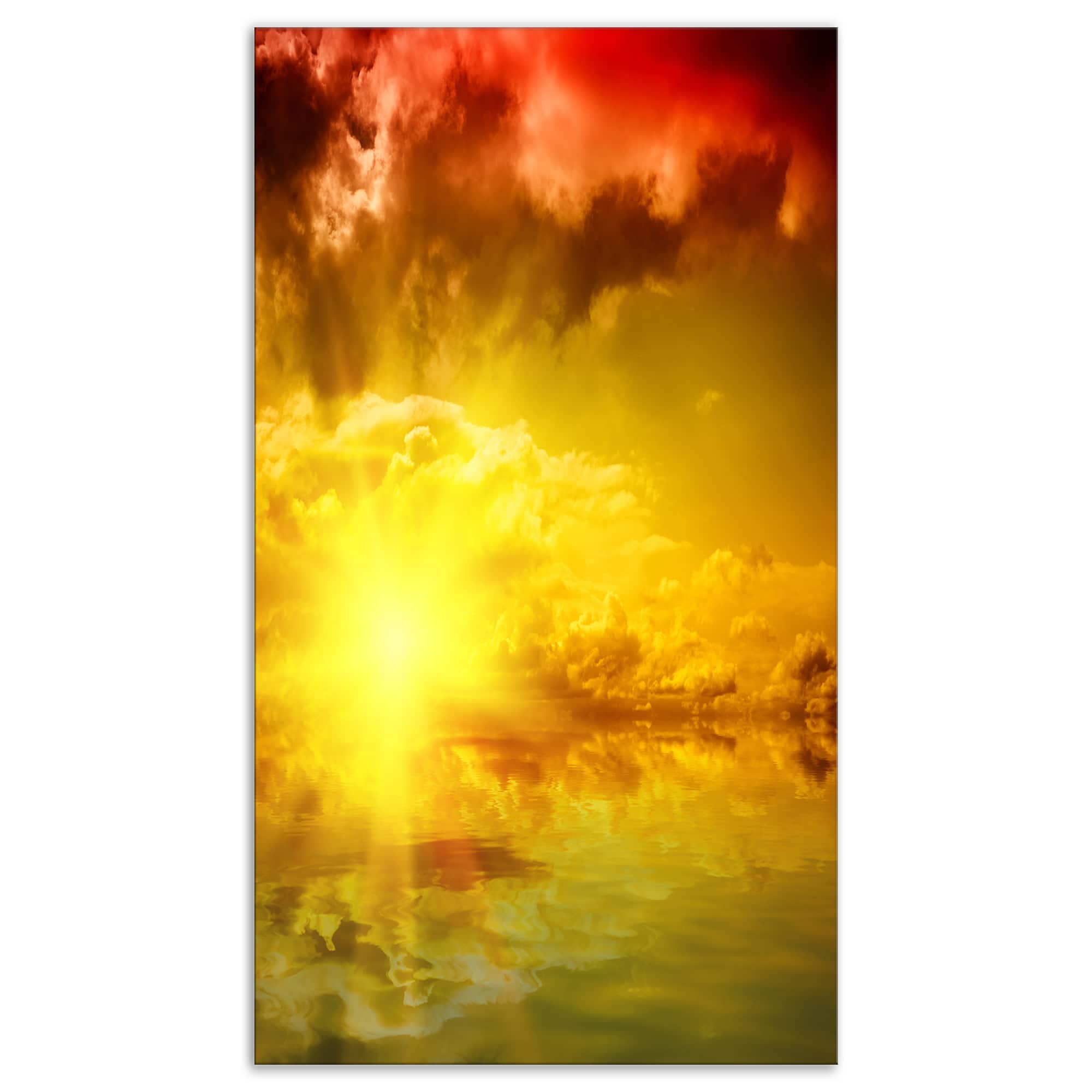 Designart - Red Dramatic Sky with Yellow Sun - Landscape Canvas Art Print