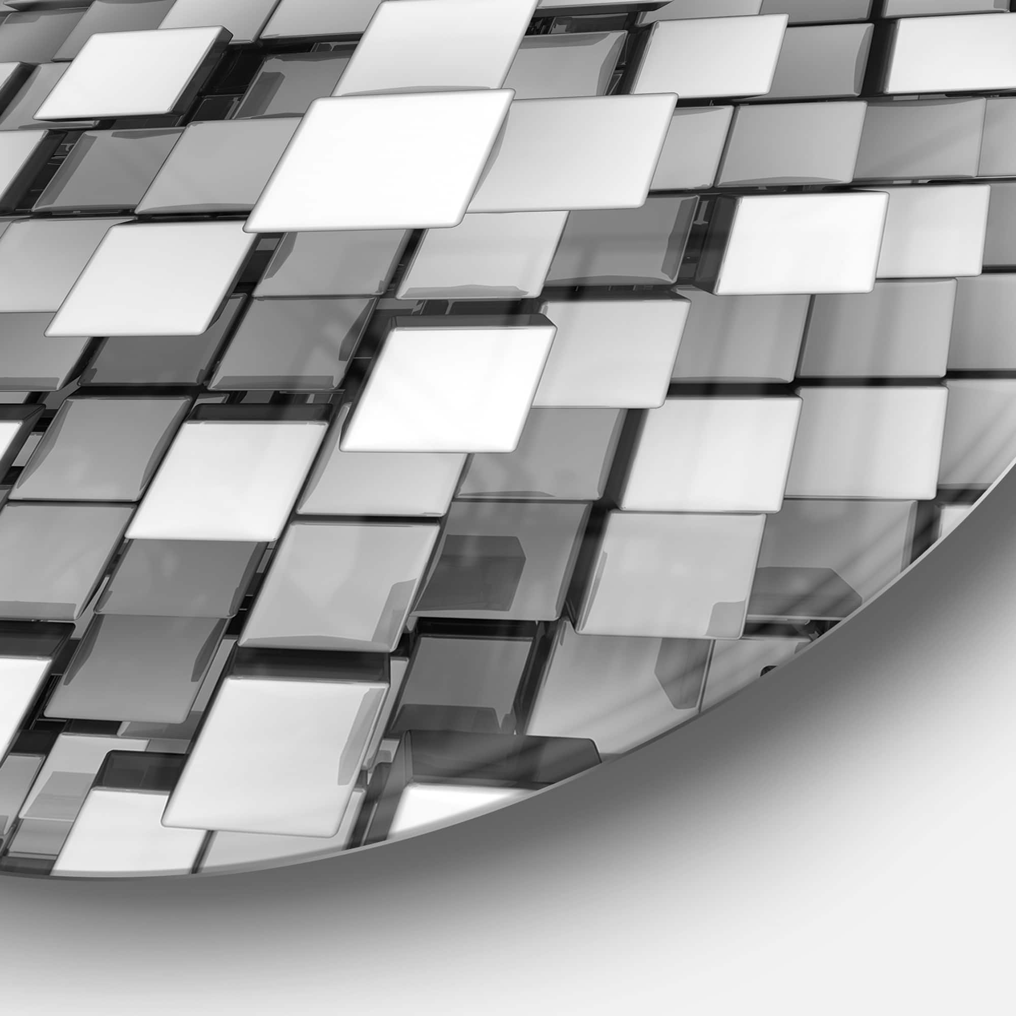 Designart - Black and Grey Cubes' Disc Contemporary Circle Metal Wall Art