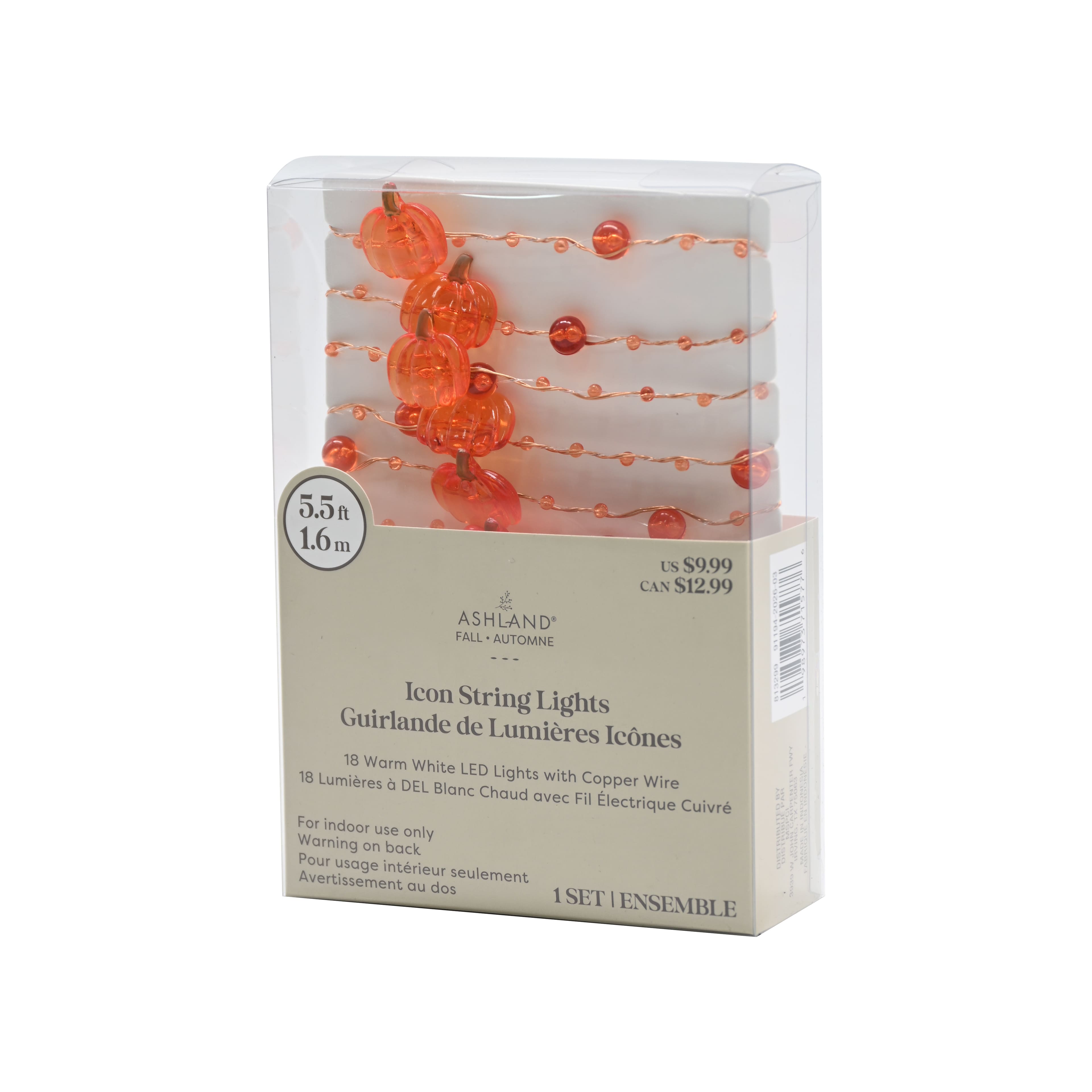 18ct. Pumpkin & Beads Icon LED String Lights by Ashland®