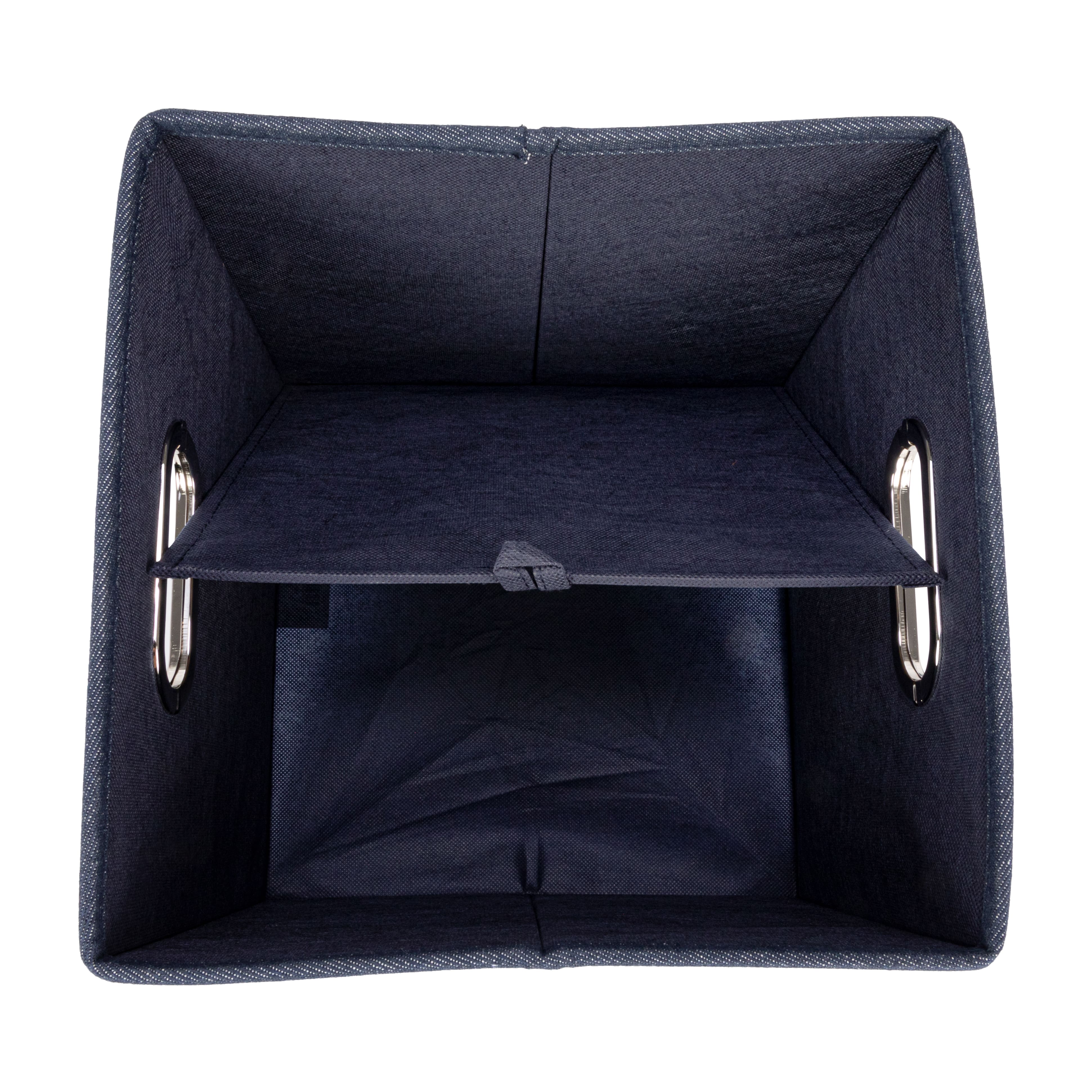 Household Essentials 11.5" Denim Blue Collapsible Cotton Blend Cube Storage Box with Lid, 2ct.