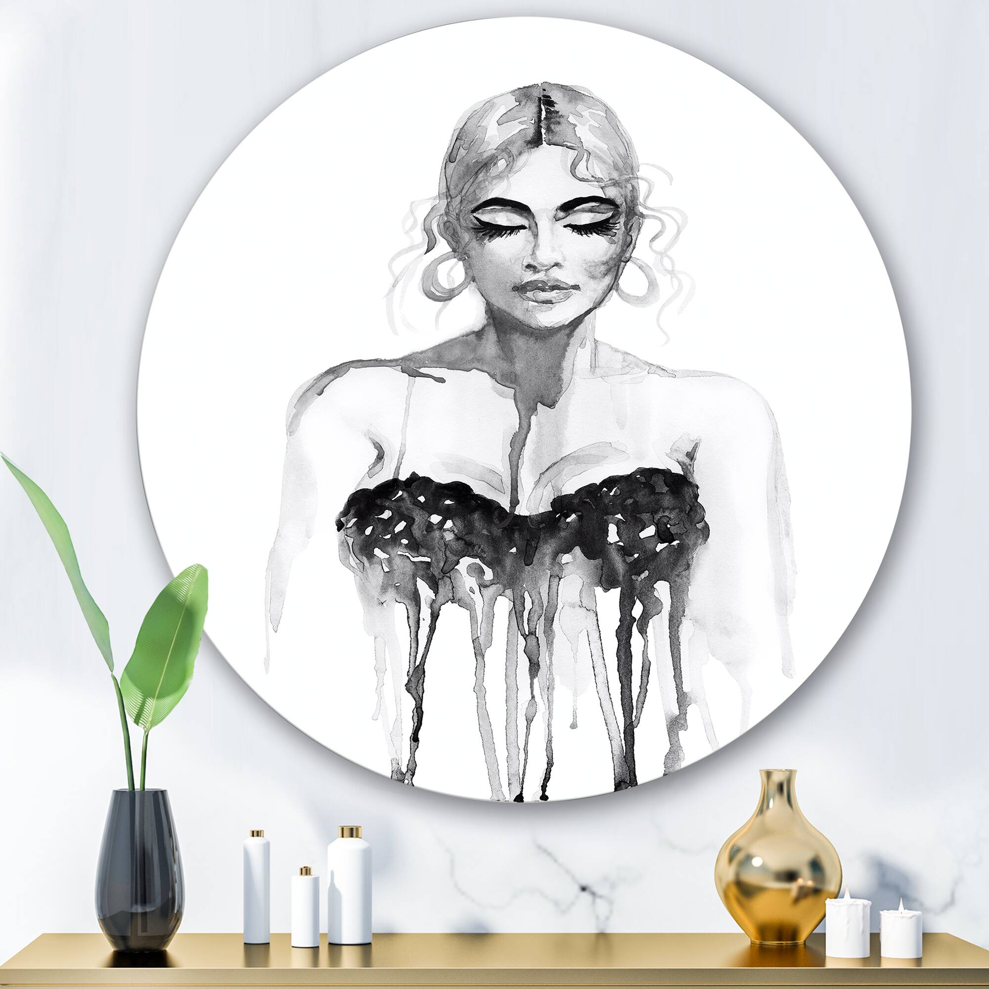 Designart - Monochrome Portrait of Woman Wearing Evening Dress