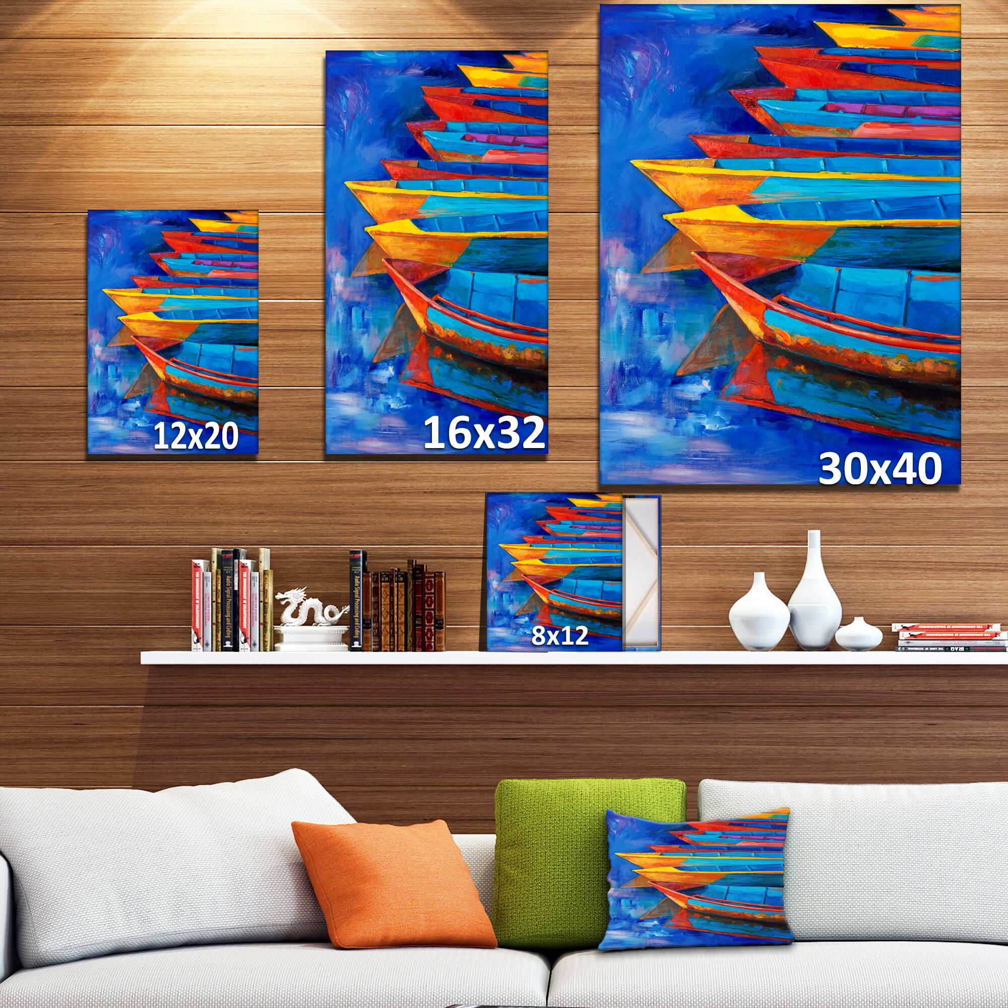 Designart - Boats and Jetty at Pier in Oil Painting