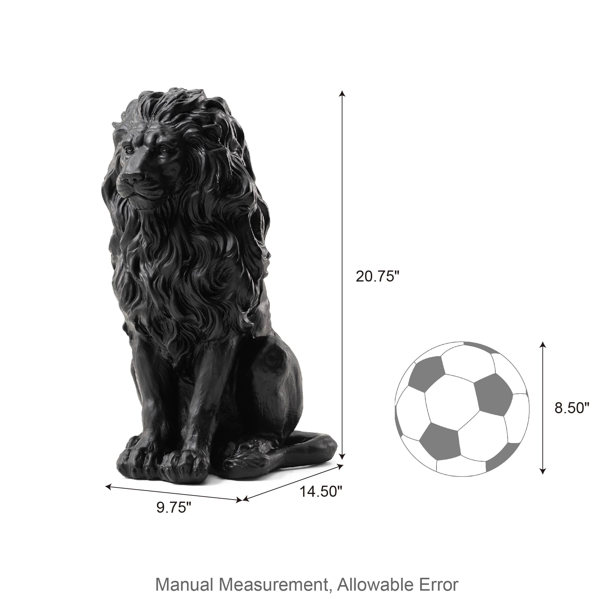Glitzhome® 21" Black Sitting Lion Garden Statue