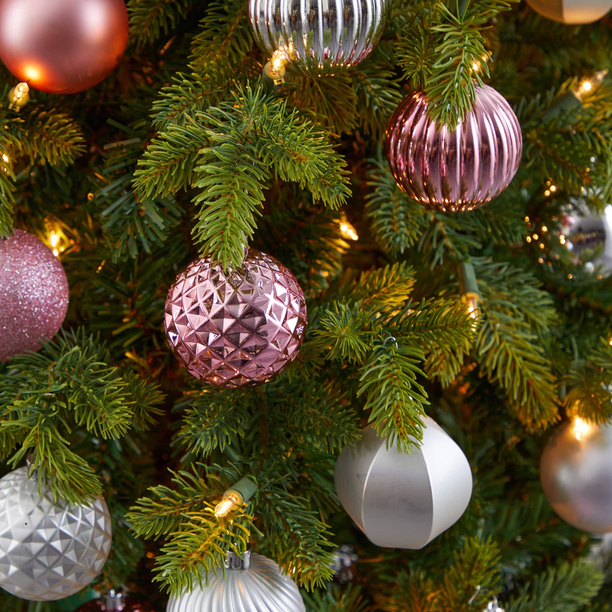 101ct. 2" Pink & Silver Shatterproof Ball Ornaments