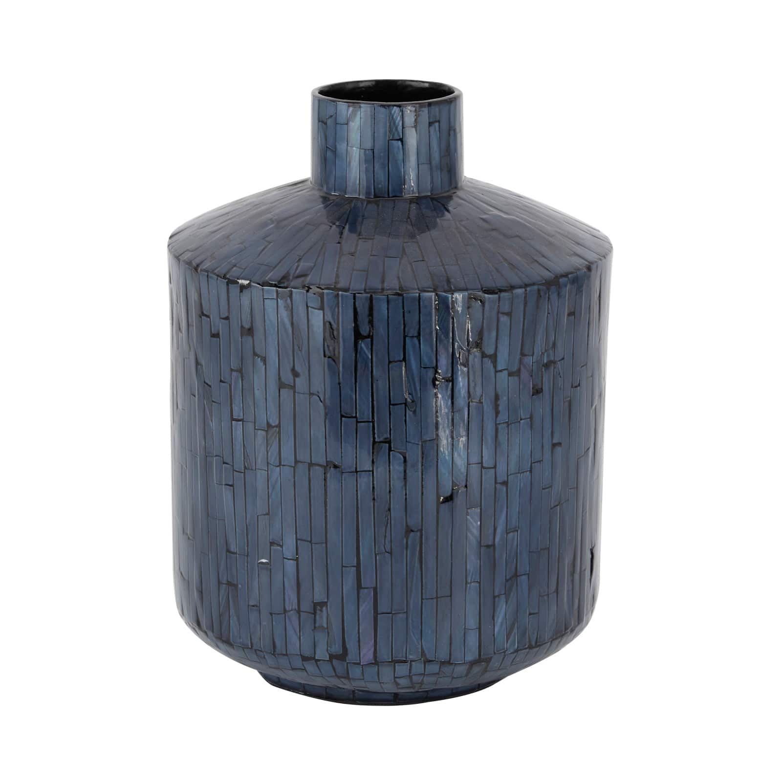 Blue Shell Contemporary Vase, 9" x 9" x 9"