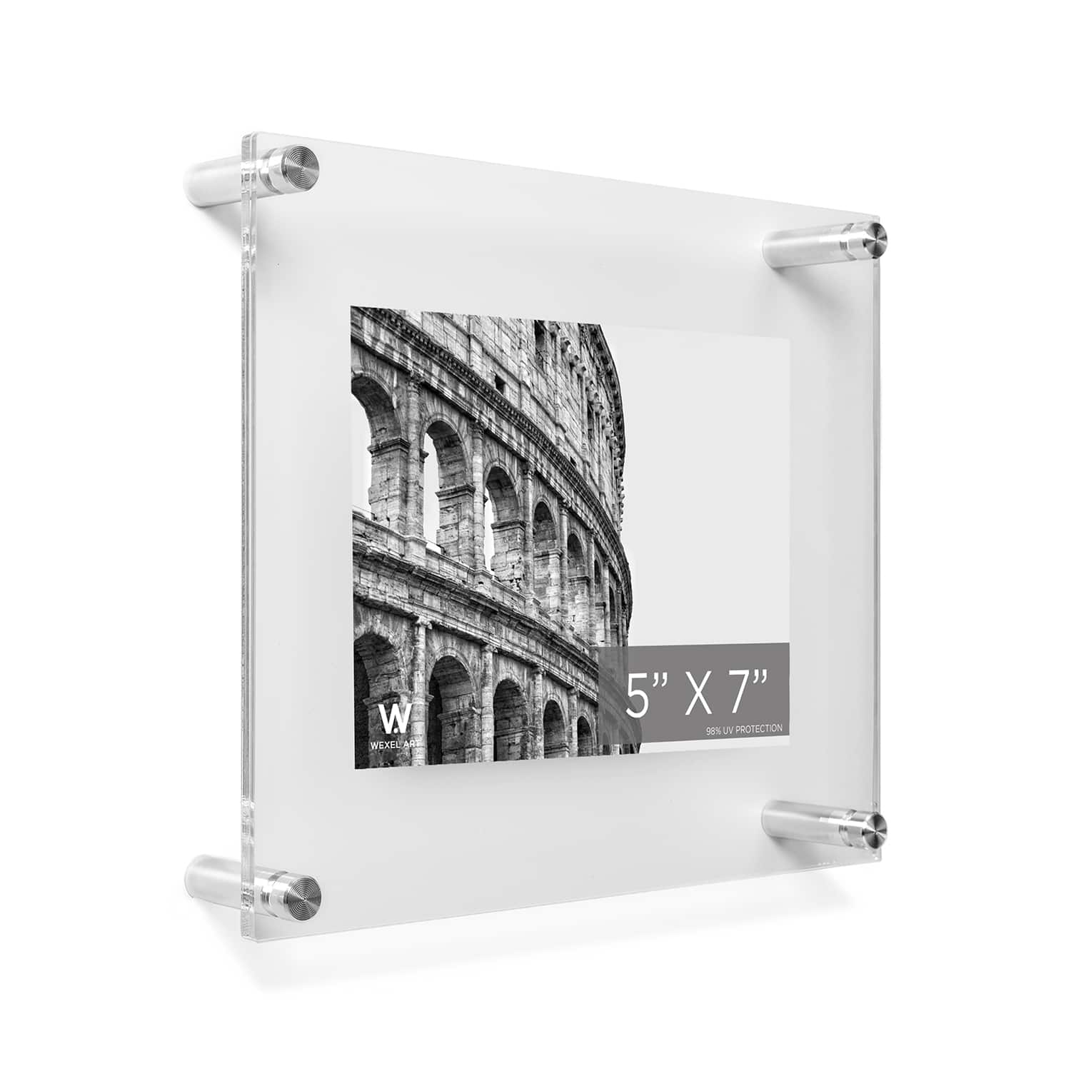 Wexel Art Double Panel Clear Acrylic Floating Wall Frame with Silver Hardware