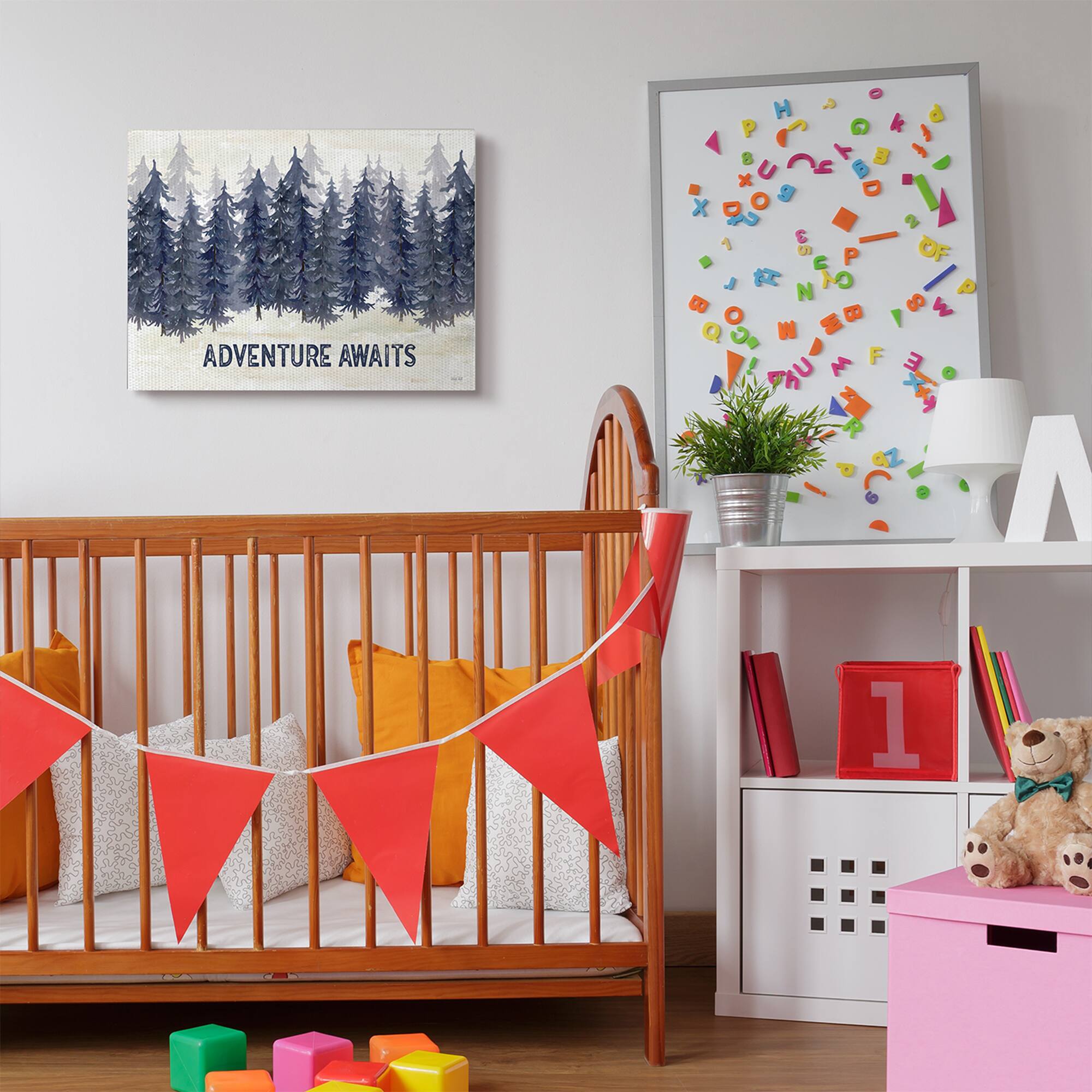Stupell Industries Blue Adventure Awaits Pine Tree Forest Wall Accent