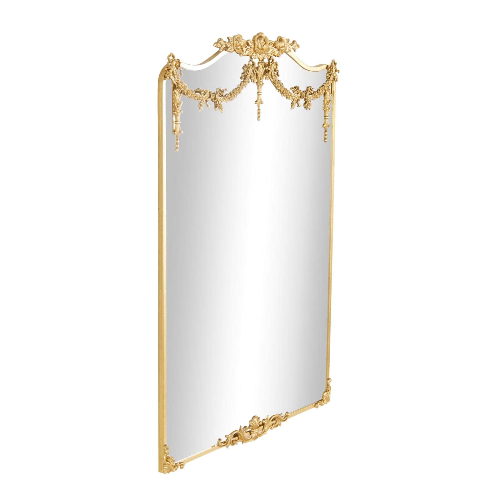32" x 47" Gold Floral Embellished Metal Wall Mirror