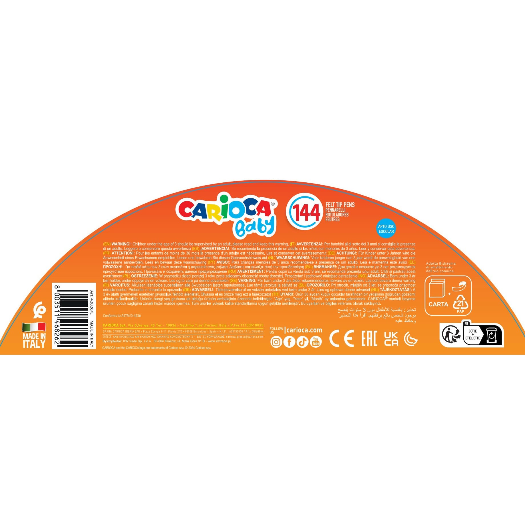 CARIOCA BABY Valorous Washable School Marker Set