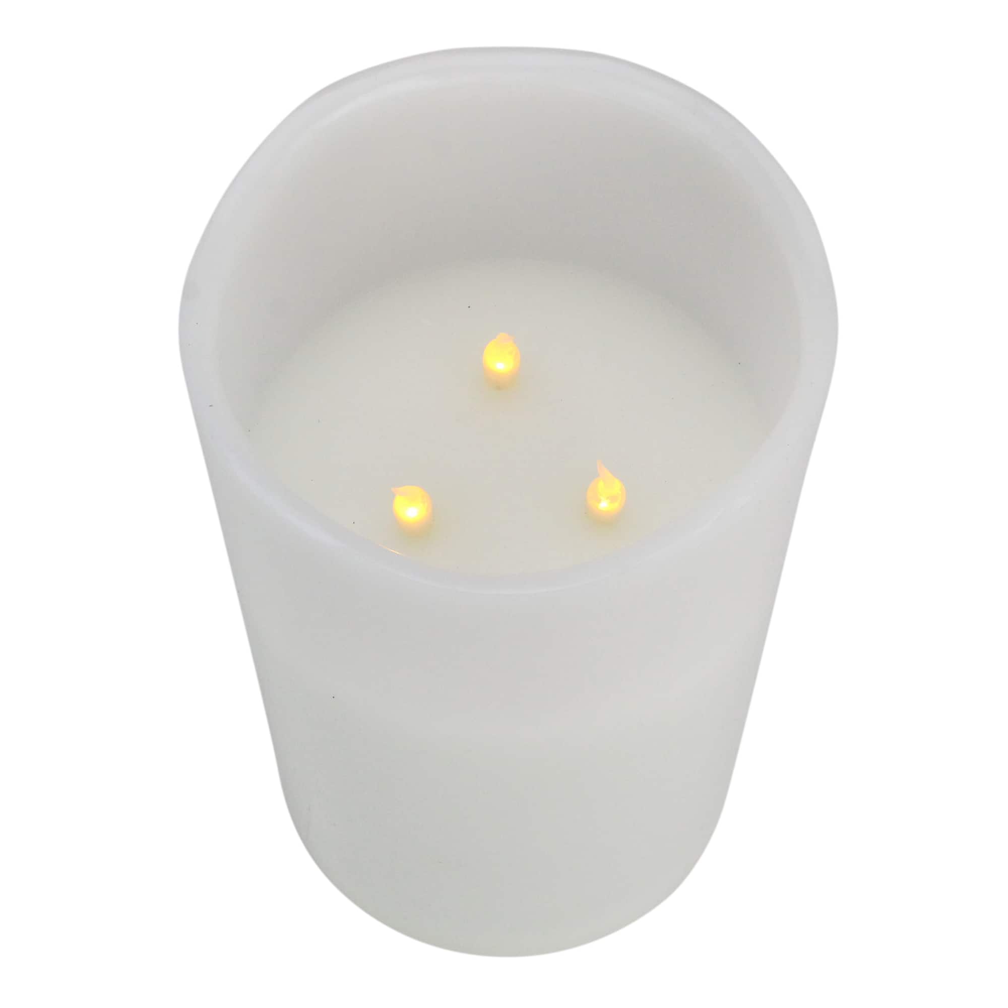 10" White Flameless LED Lighted Flickering Christmas Pillar Candle