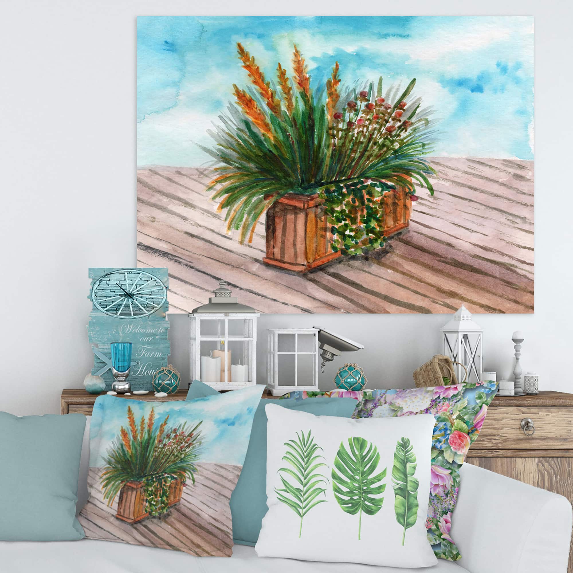 Designart - Yellow Spikelets of Houseplant With Green Stems - Traditional Canvas Wall Art Print