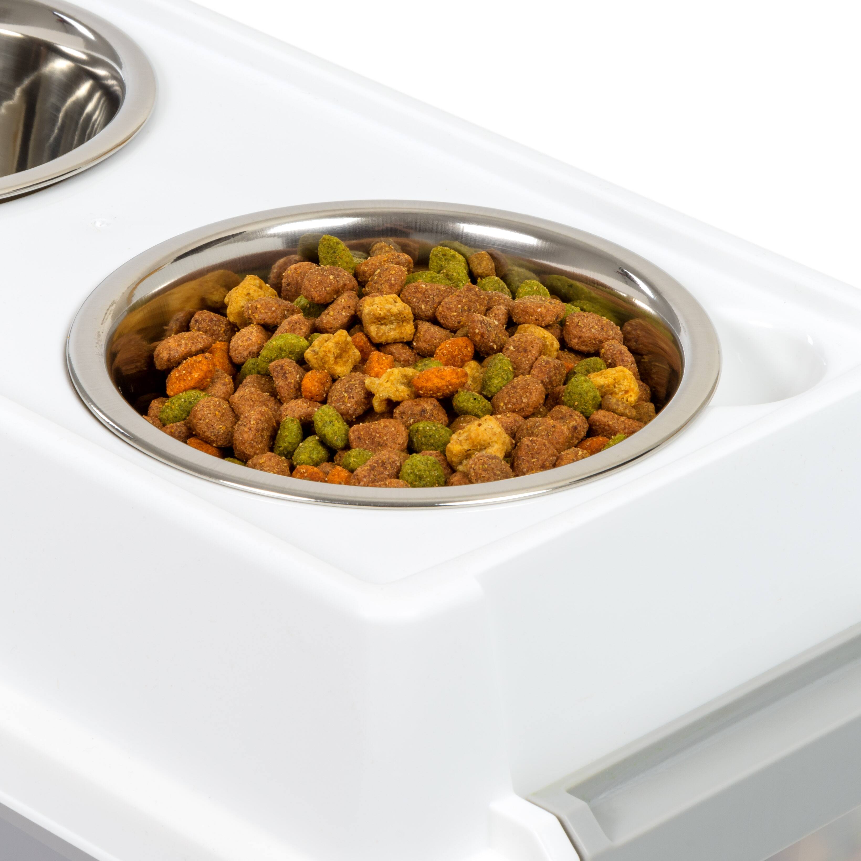 IRIS 12qt. Clear/White/Gray Airtight Elevated Feeder Storage Container