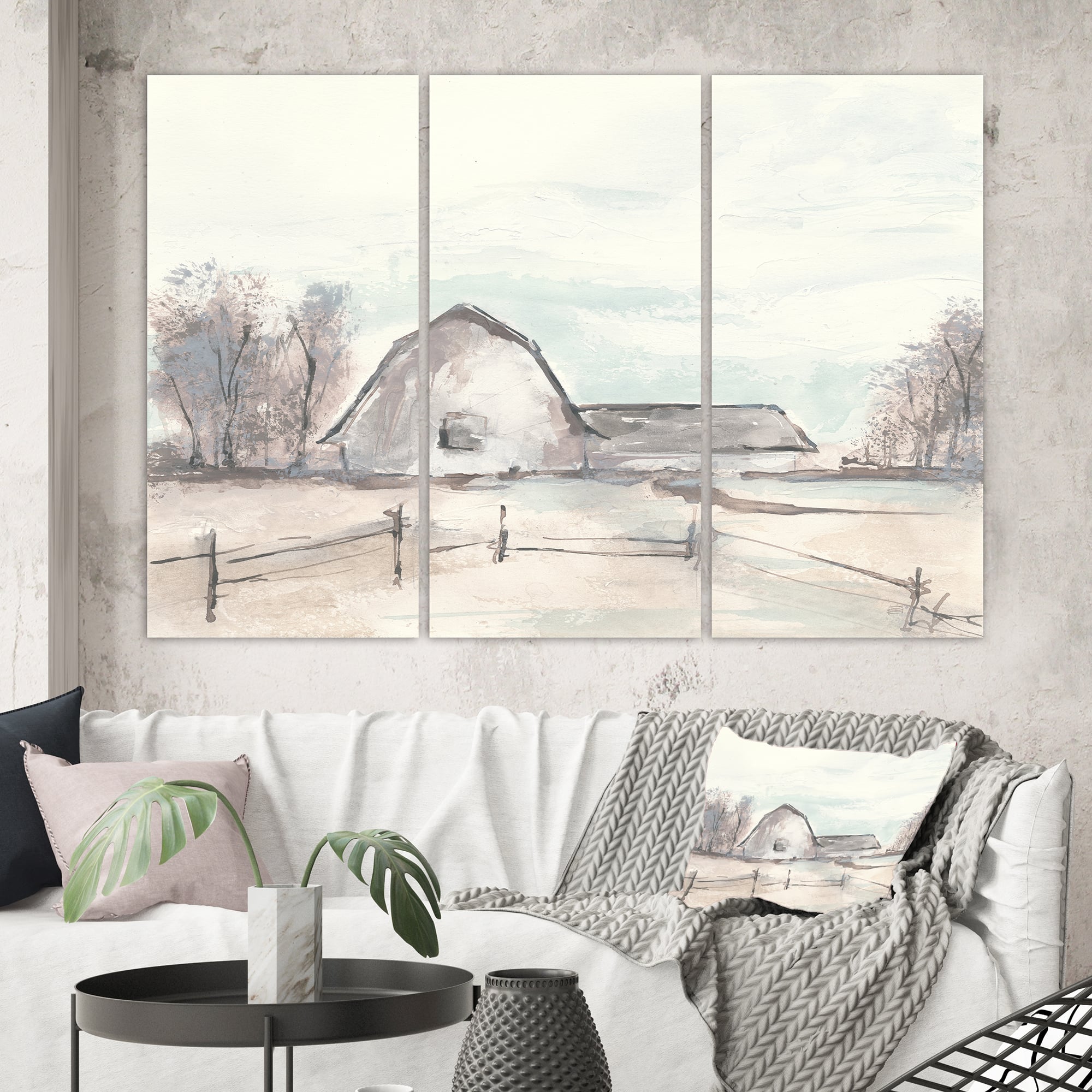 Designart - Farmhouse Barn Grey VIII - Modern Farmhouse Premium Canvas Wall Art