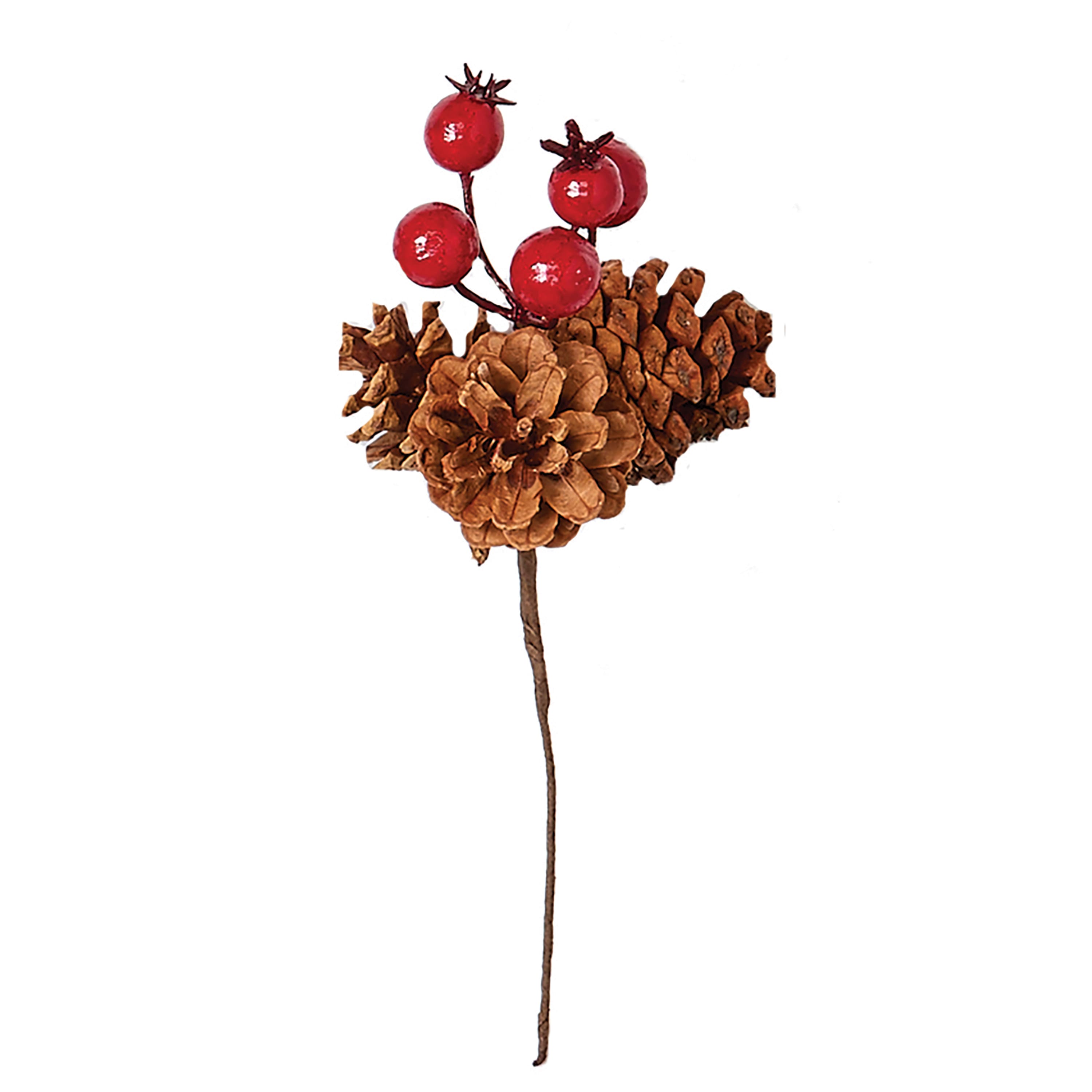 8" Pinecone Pick with Weatherproof Berry, 24ct.