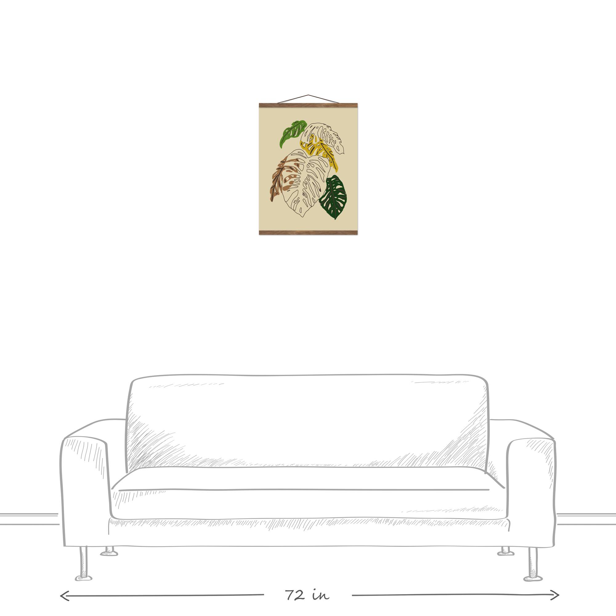 Designs Direct Painted Monsteras Teak Hanging Canvas