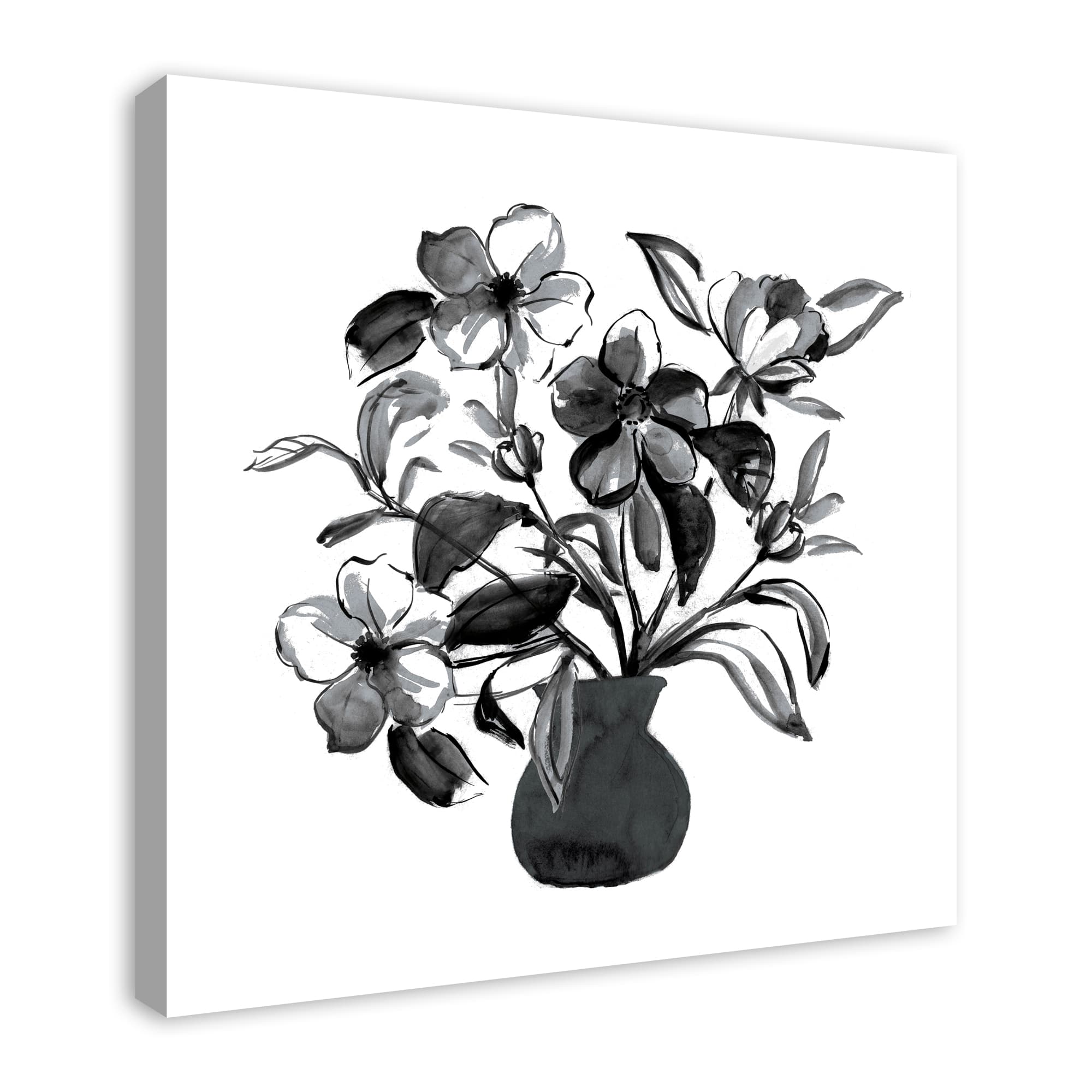 Monochromatic Floral IV 30" x 30" Canvas Wall Art