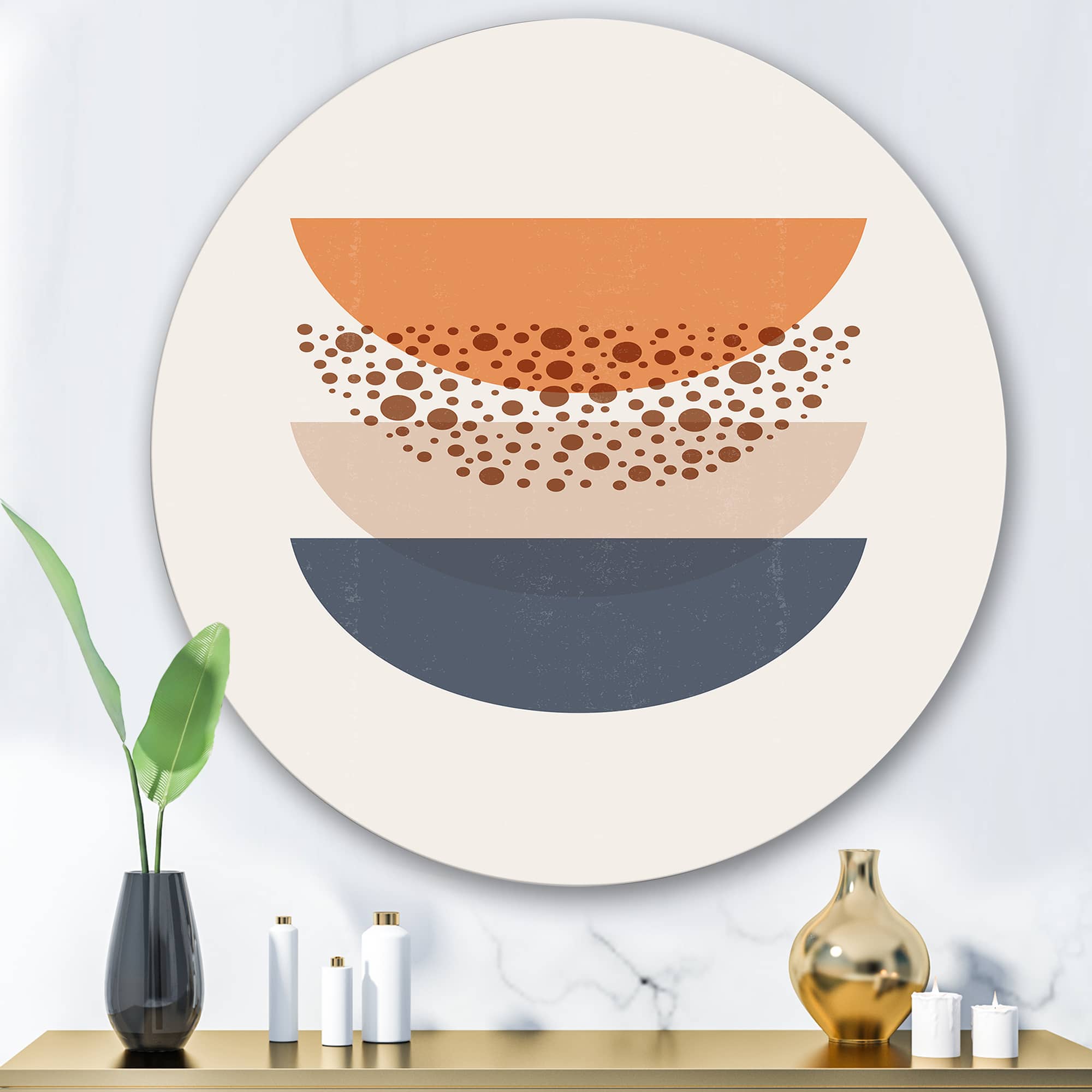 Designart - Abstract Sun & Moon Geometrics In Blue & Orange