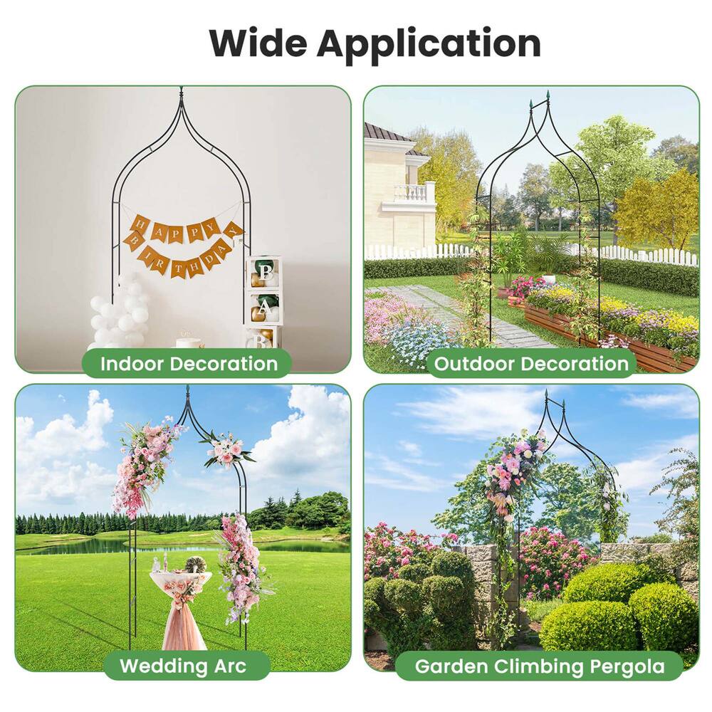 Costway 4.1ft. x 1.3ft. x 9.5ft. Garden Arbor with Multiple Side Crossbars Powder-Coated Metal Tubes