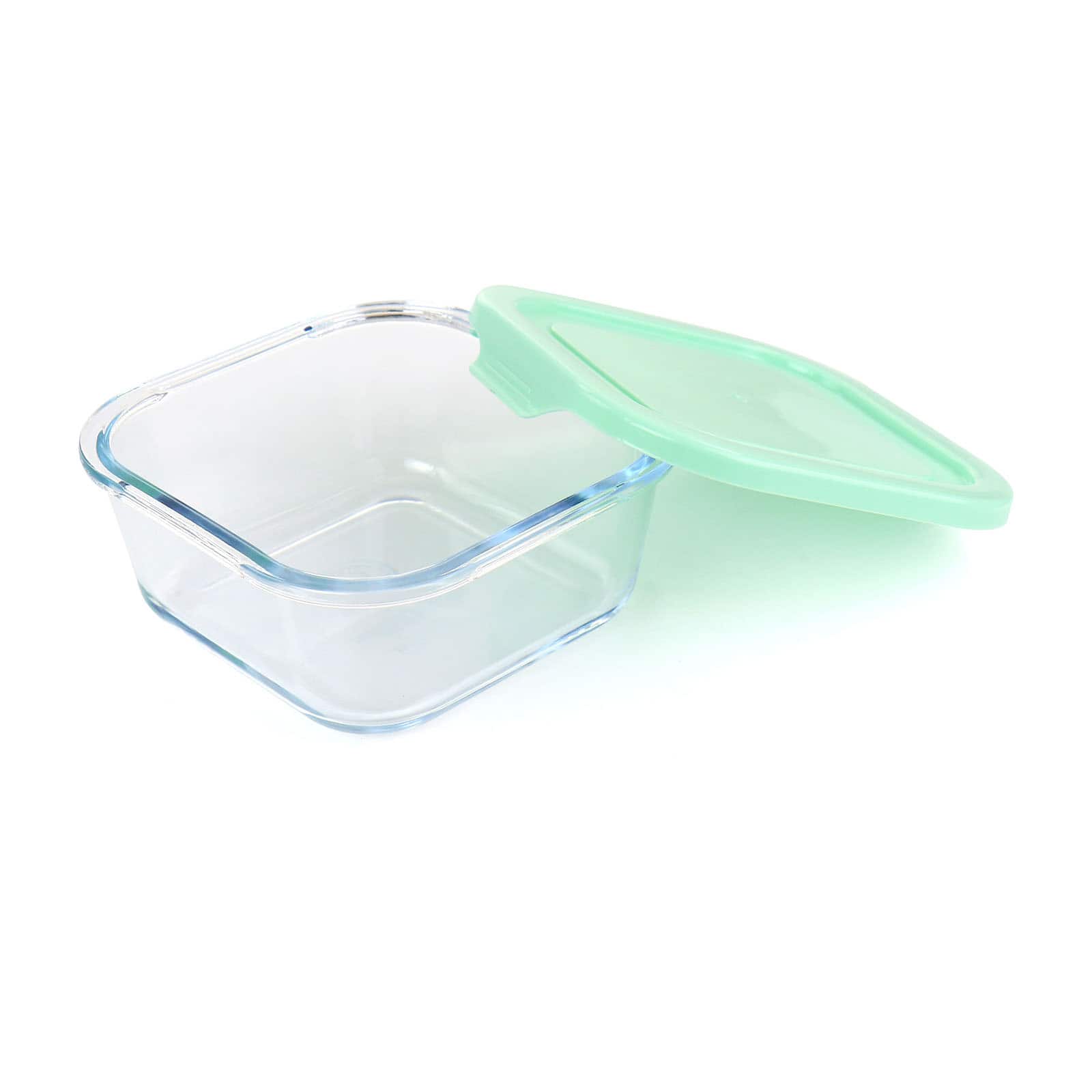Martha Stewart Square Glass Food Storage Container with Mint Lid
