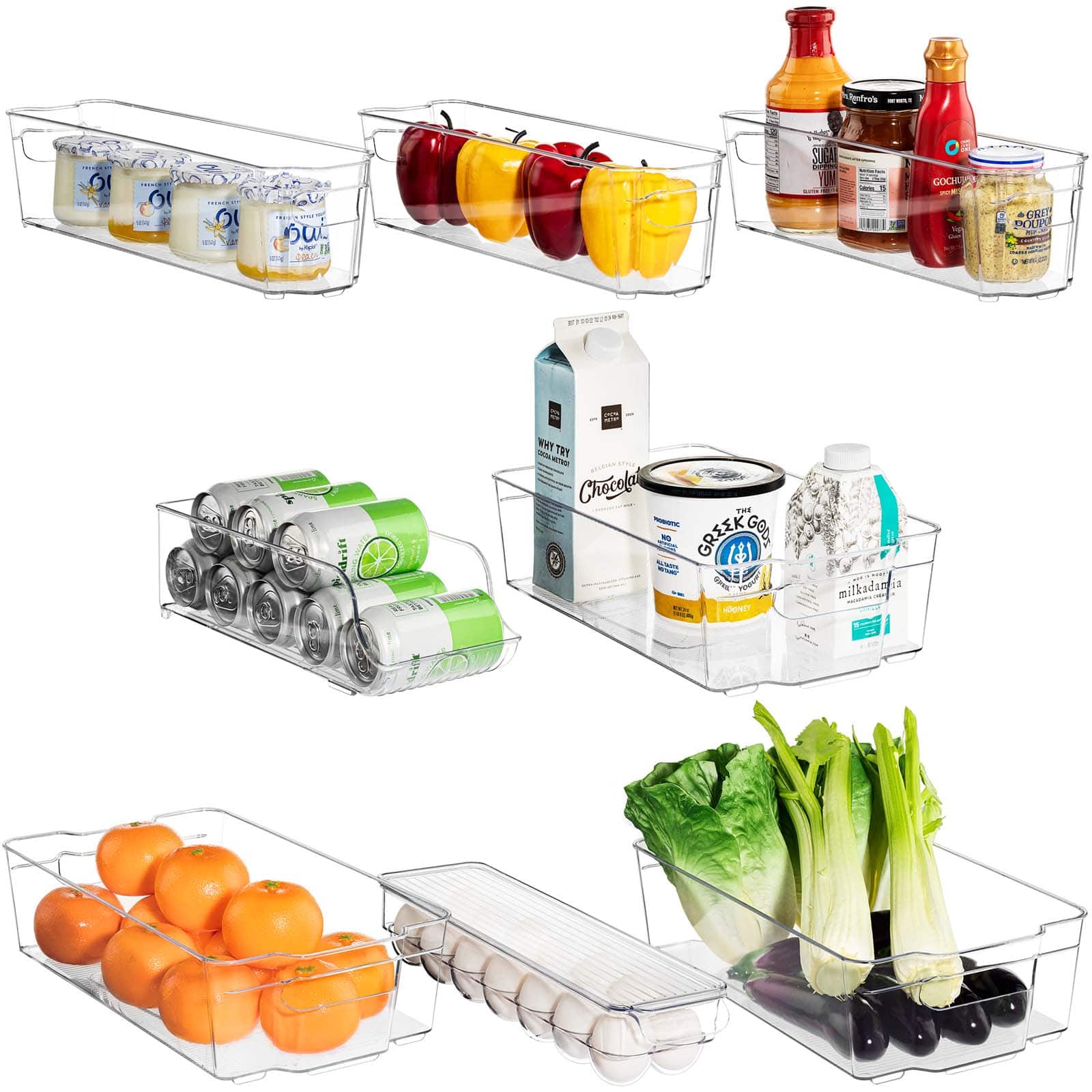 Sorbus 8-Piece Clear Organizer Bin Set