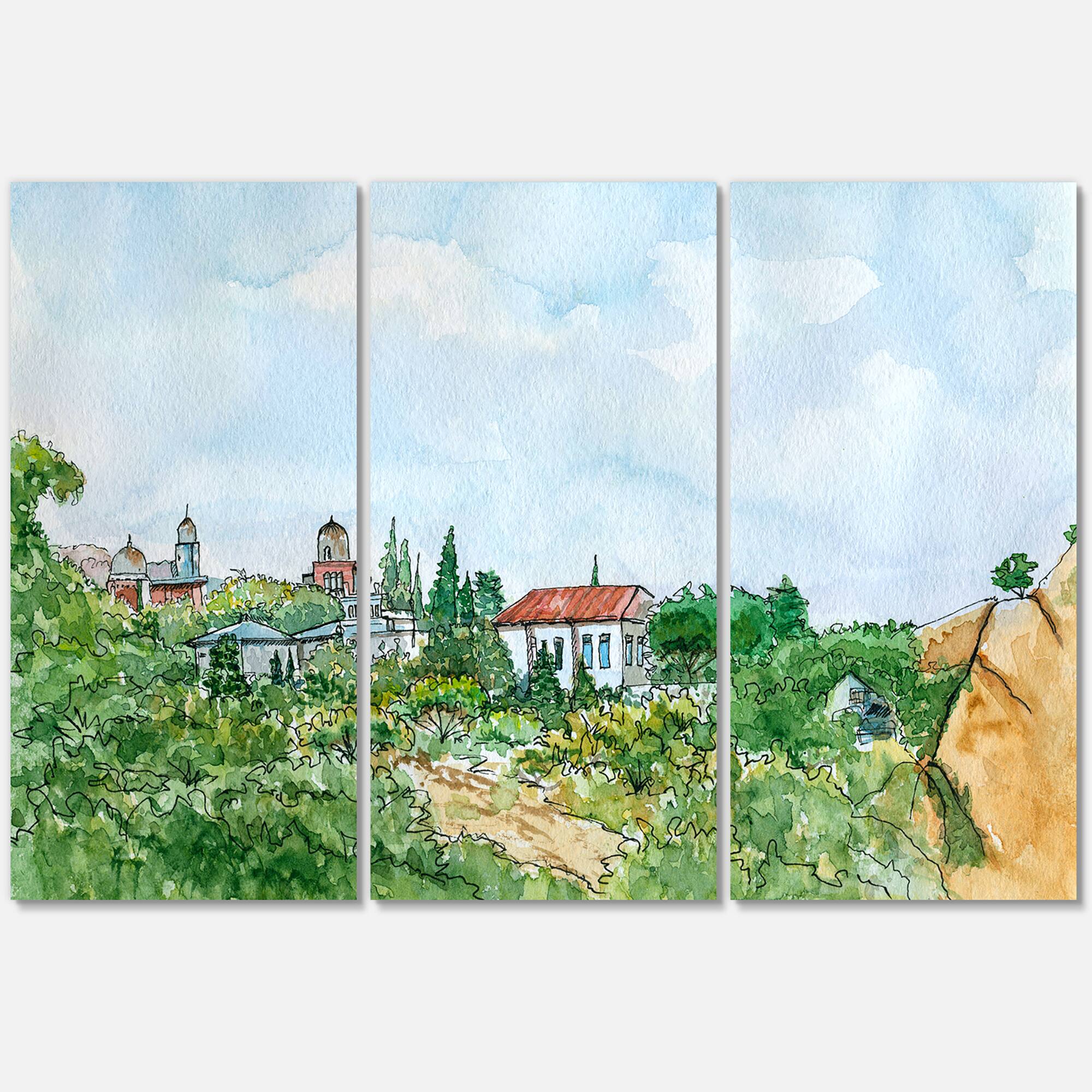 Designart - White House With Red Roof In The Countryside