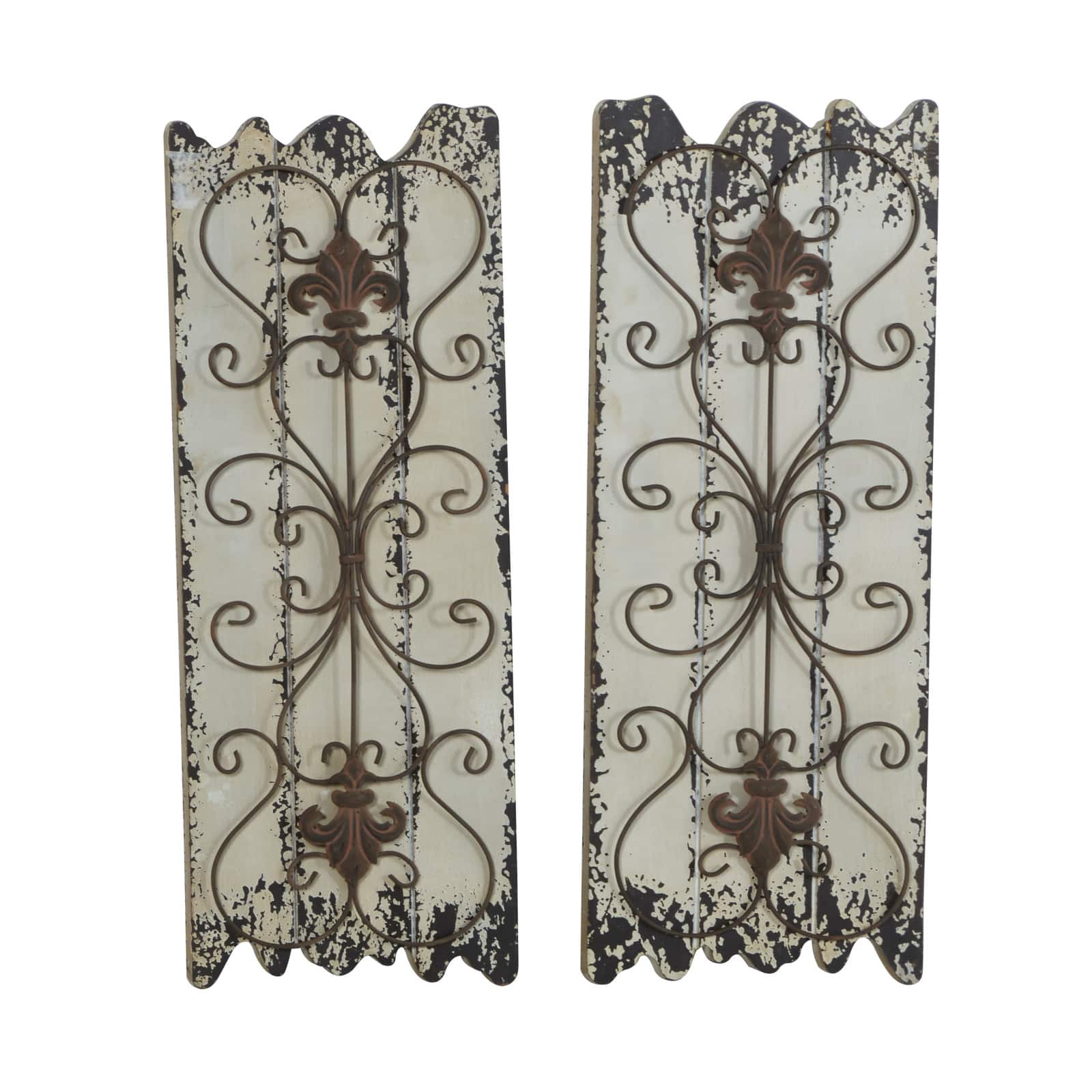 32" White Rustic Wood Wall Decor, 2ct.