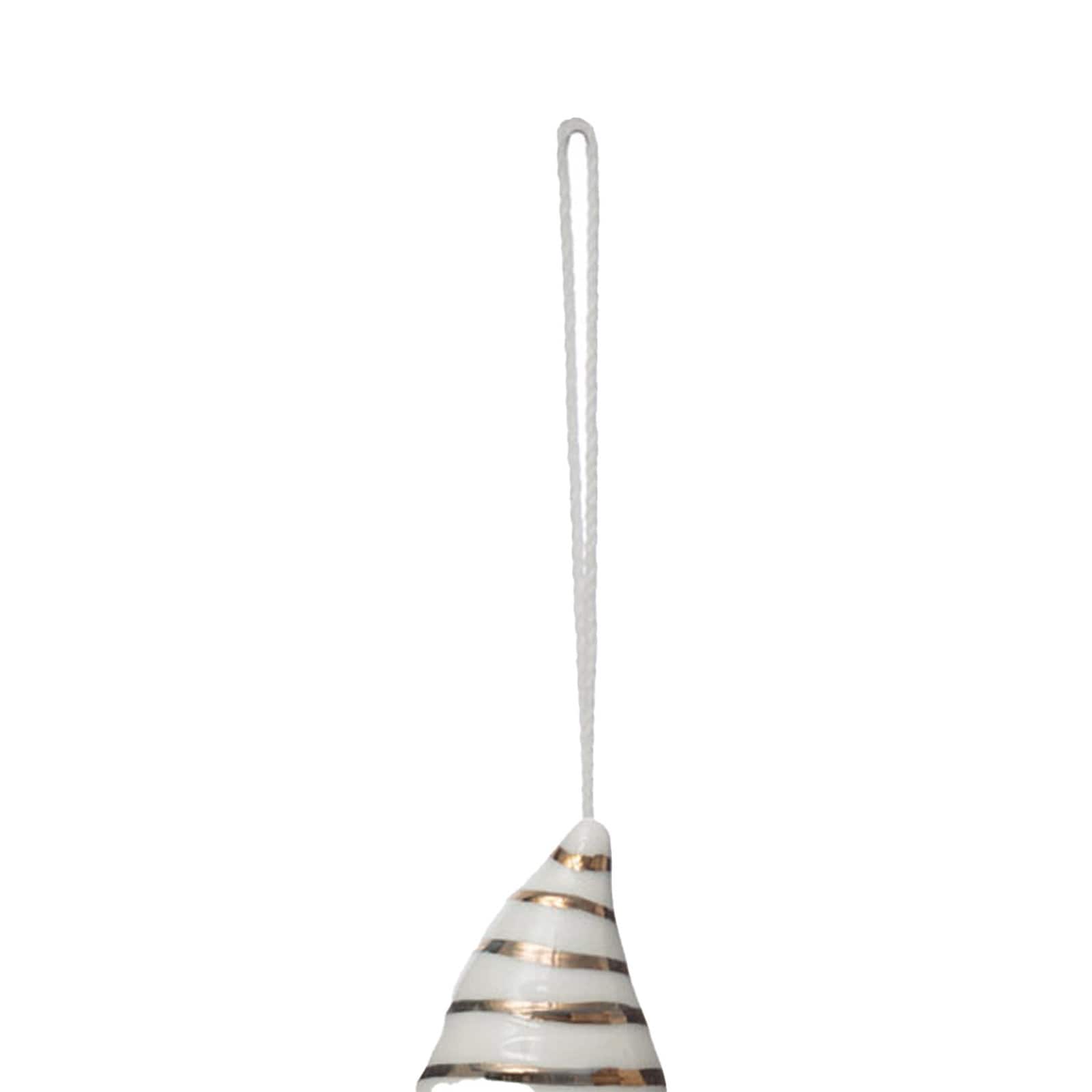 Hello Honey® 6" White Stoneware Gnome Bell with Gold Electroplating