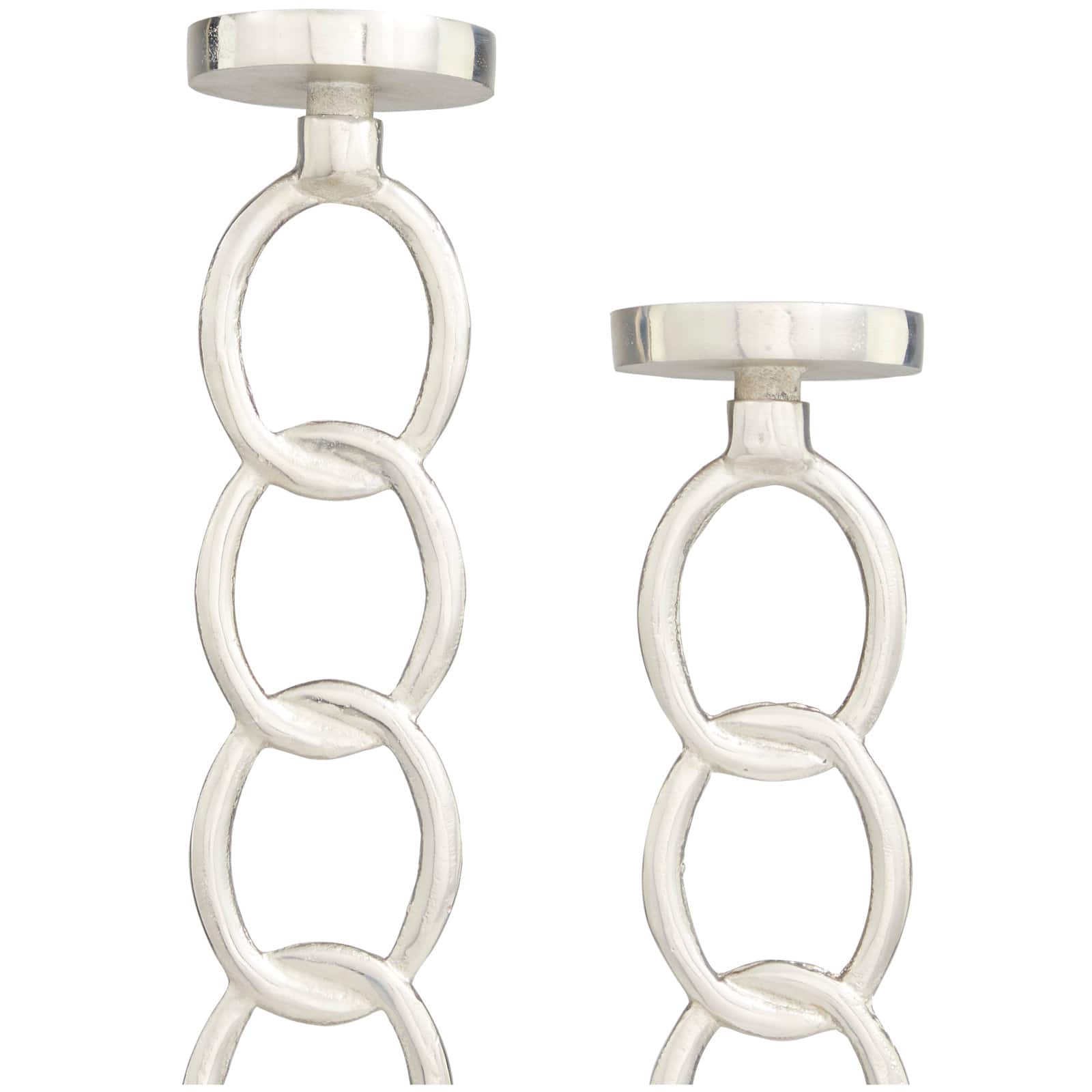 Silver Metal Geometric Candle Holder Set