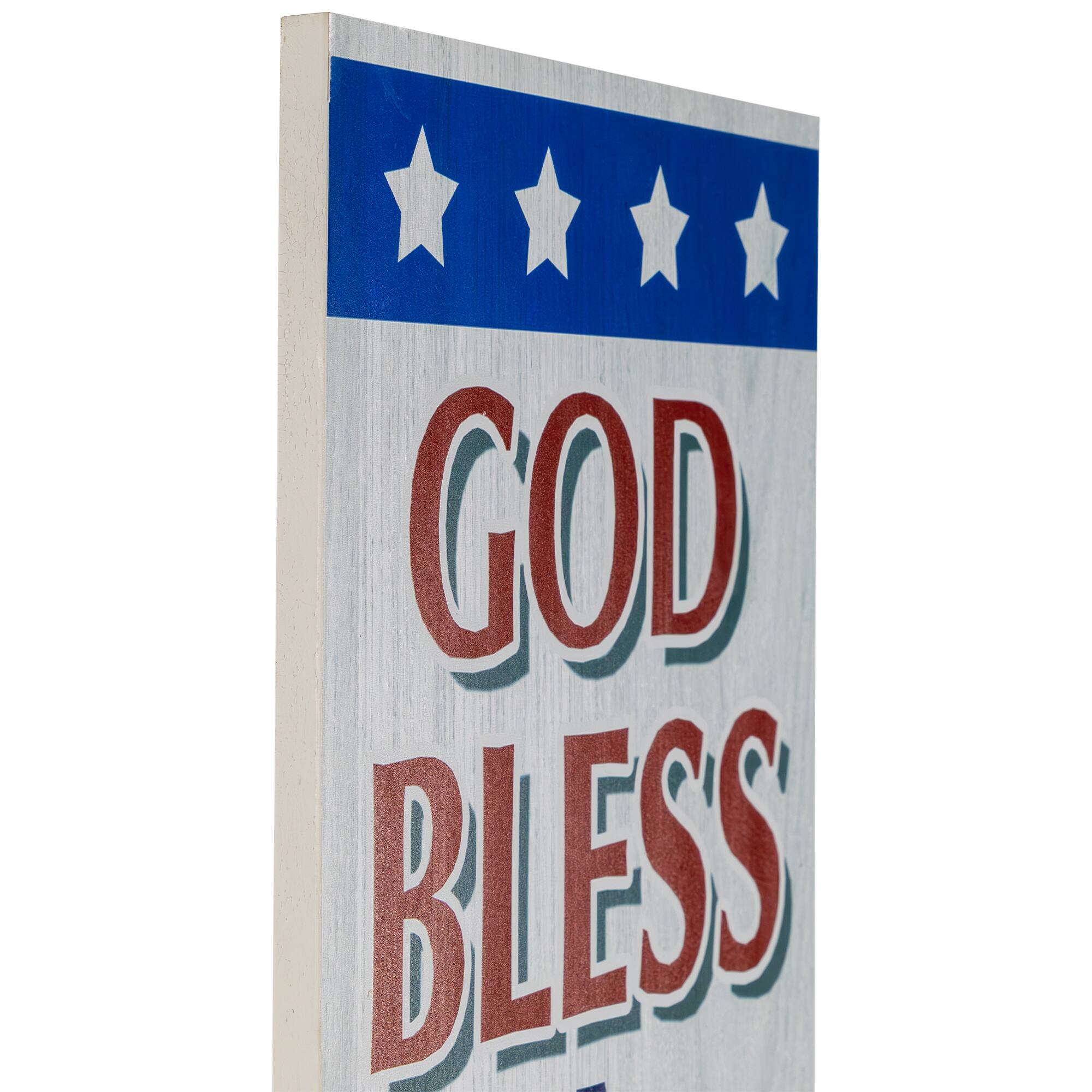36" Stars & Stripes God Bless America Patriotic Wood Wall Sign