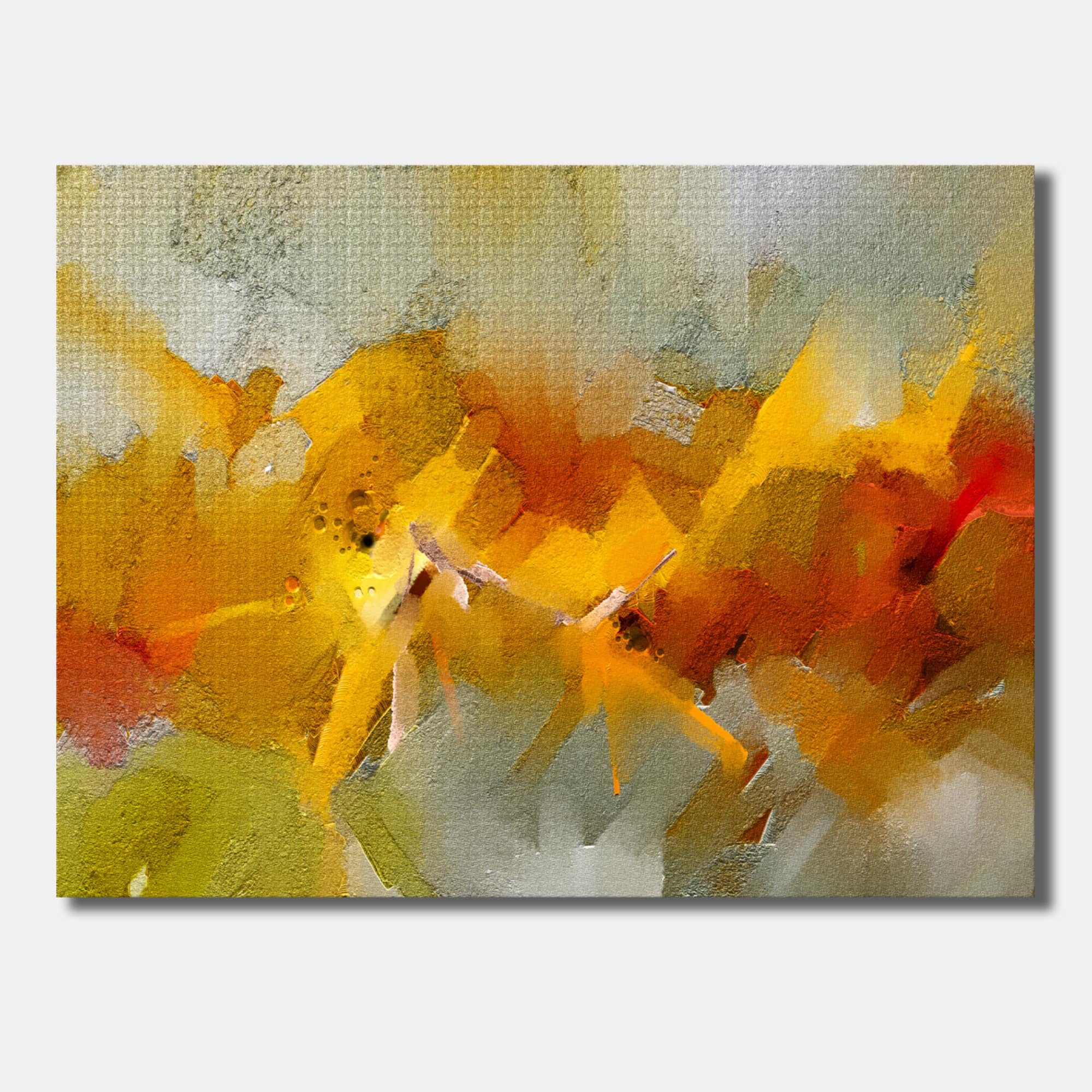 Designart - Hand Drawn Oil Brush Strokes In Yellow And Orange - Modern Canvas Wall Art Print