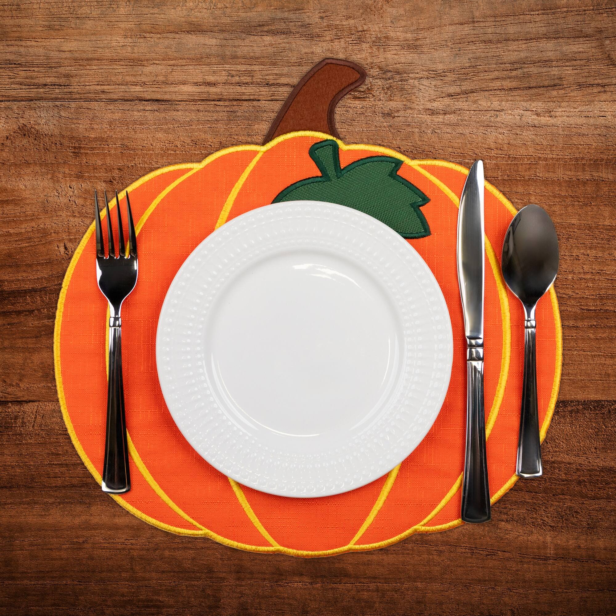 Northlight 13.25" Embroidered Pumpkin Fall Harvest Placemats, 4ct.