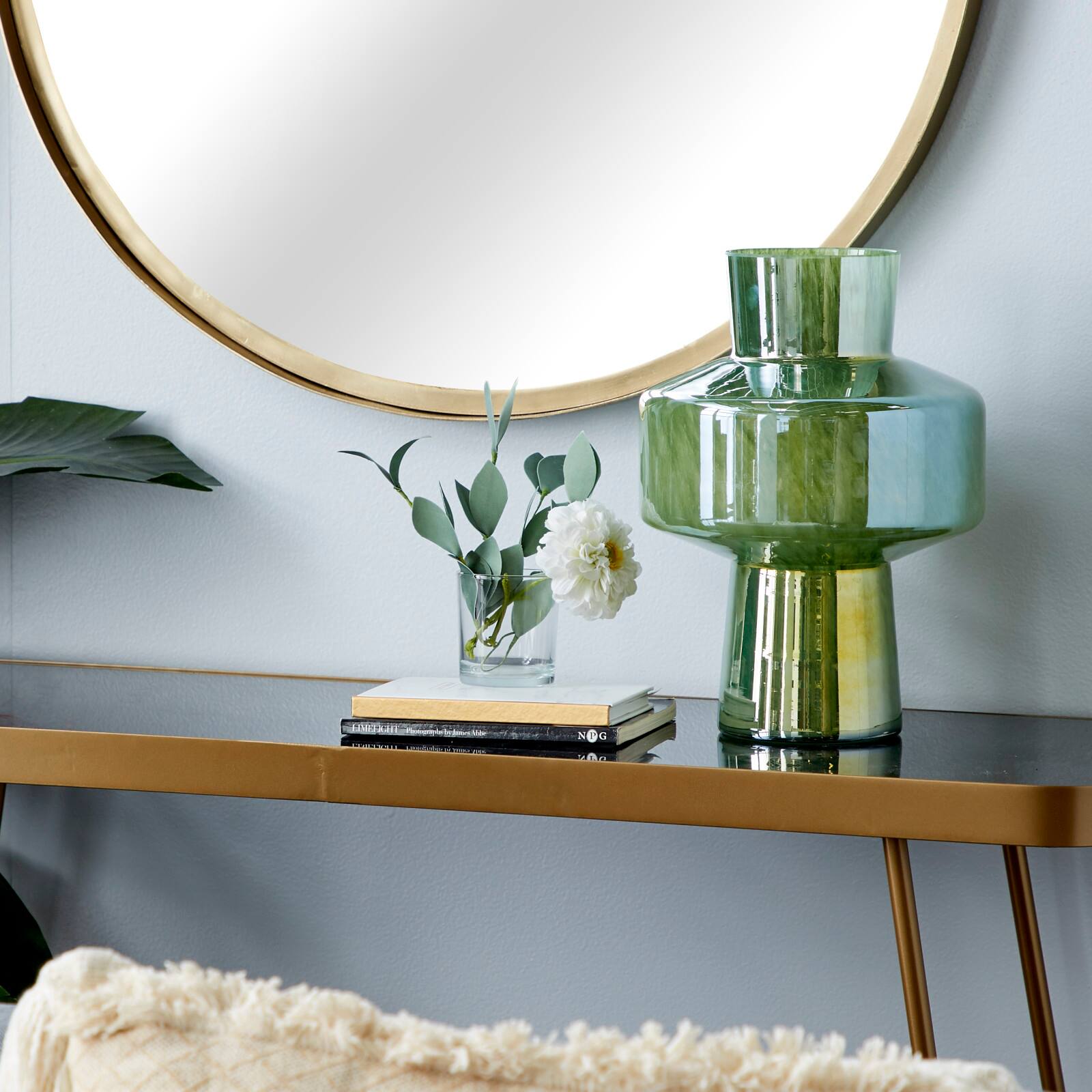 13" Green Modern Glass Vase