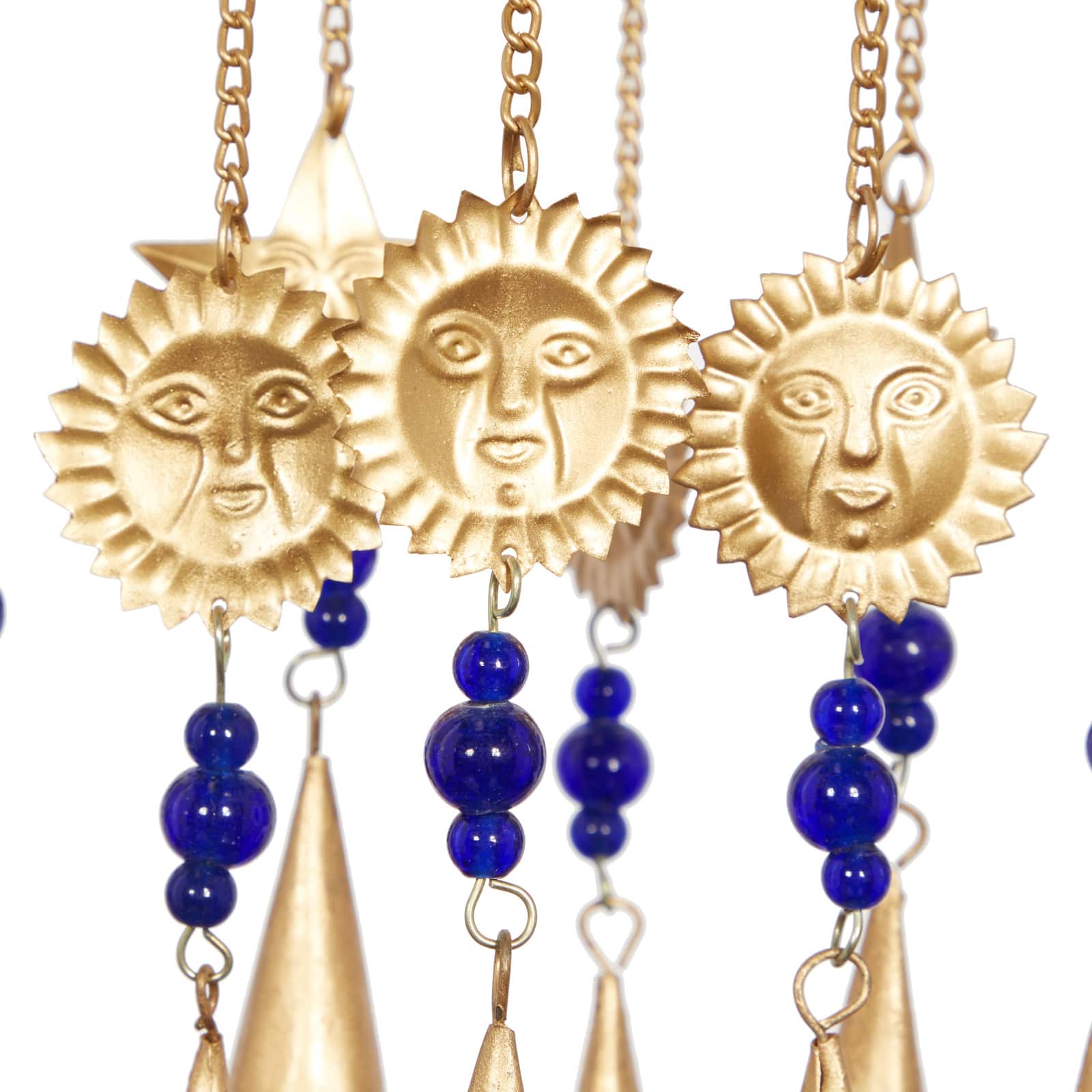 32" Gold Metal Traditional Sun & Stars Wind Chime
