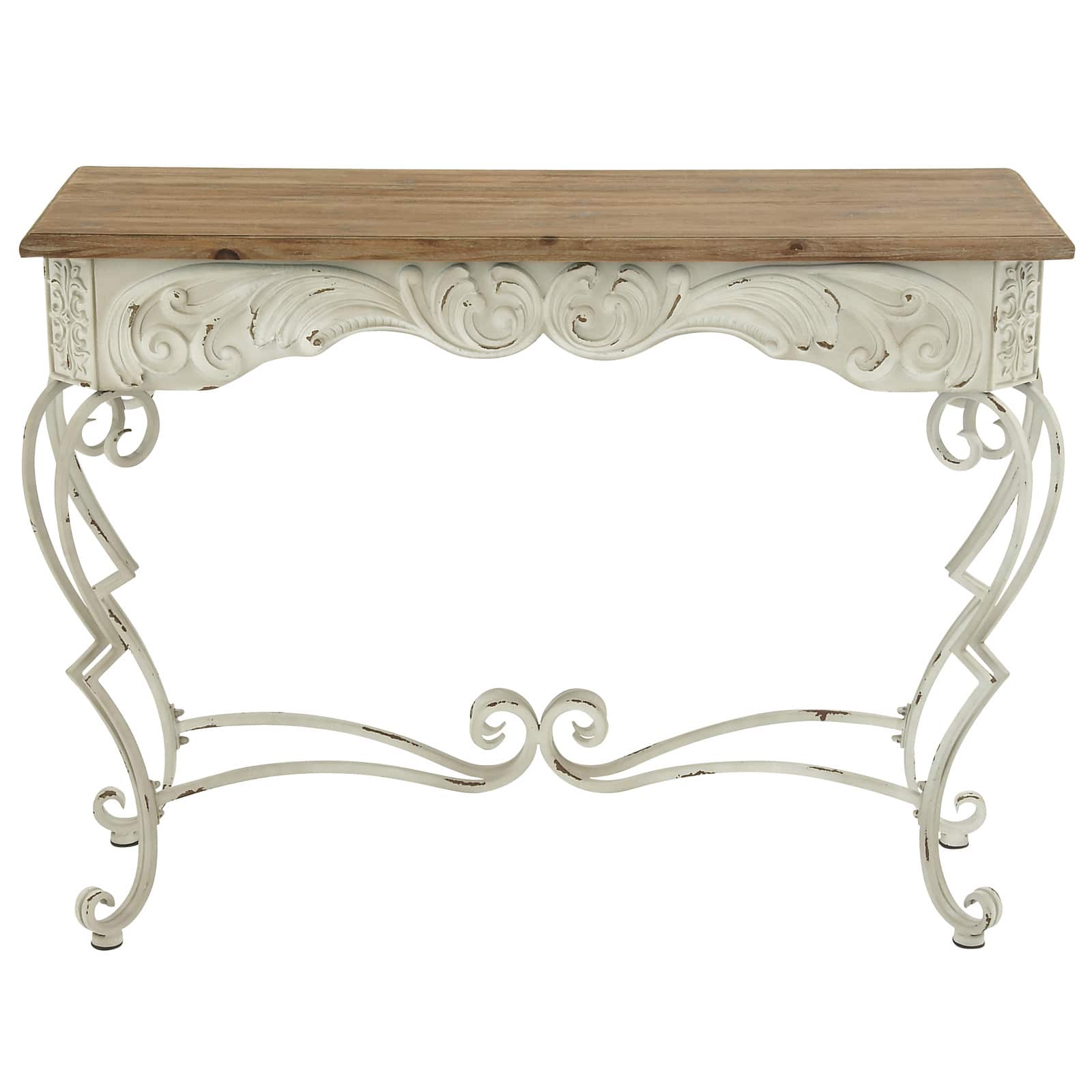 White Farmhouse Metal Console Table, 32" x 42"