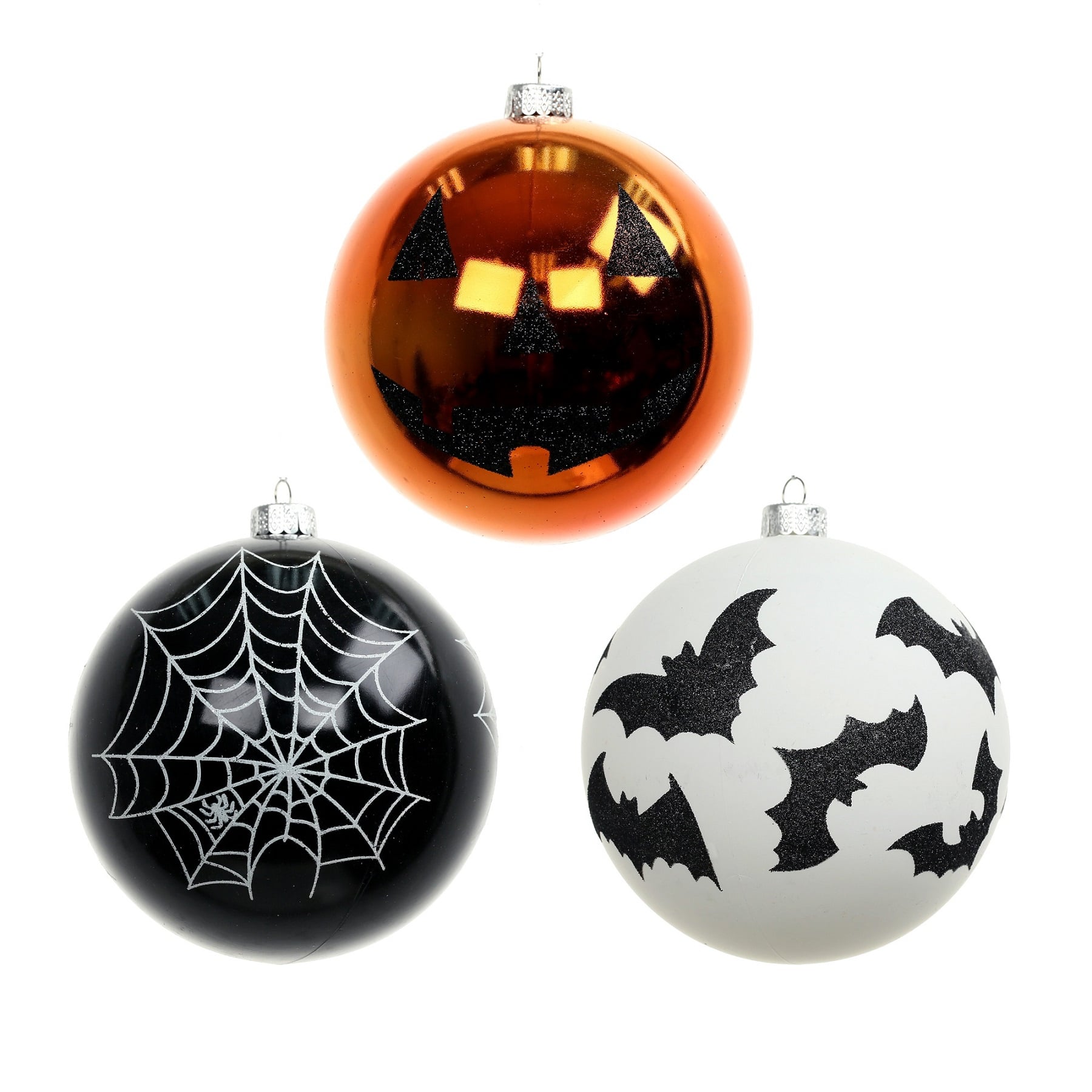 3 Pack 4.75" Spiderweb, Bat & Jack-o'-Lantern Shatterproof Ornaments by Ashland®