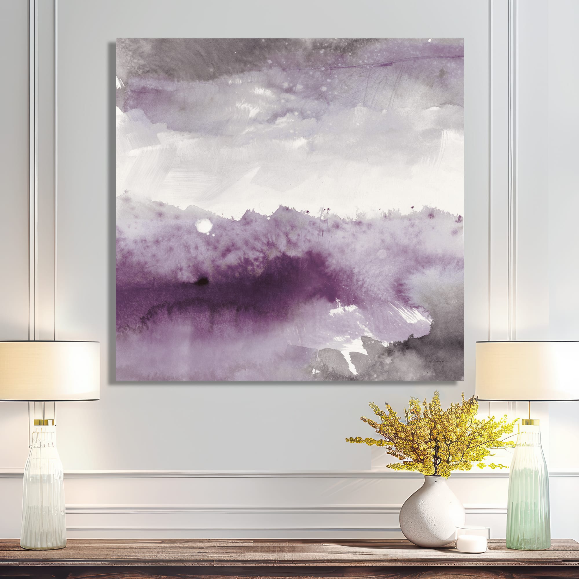 Designart - Midnight at the Lake II Amethyst and Grey