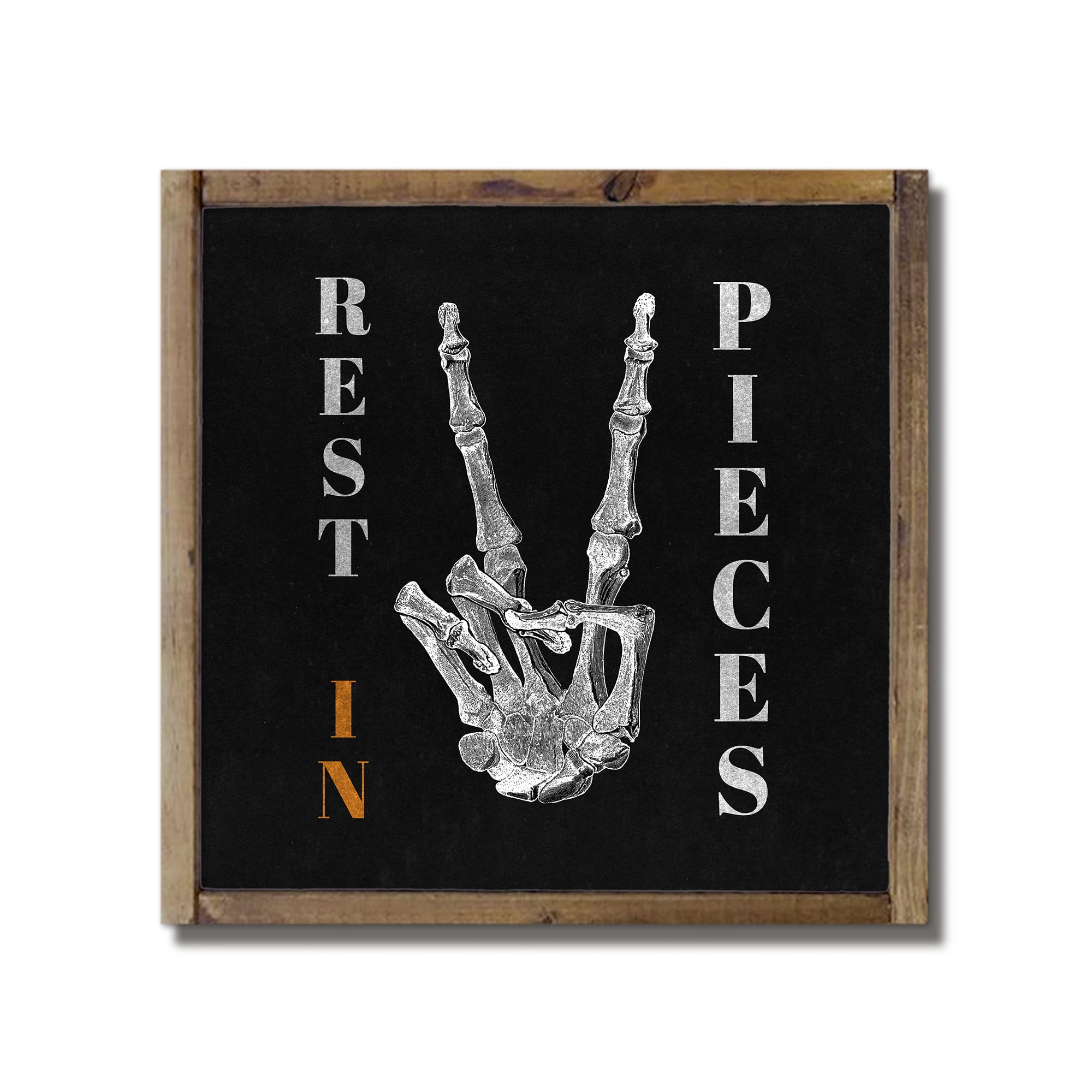 Rest in Pieces Peace Sign 13.5" x 13.5" Framed Wood Plaque