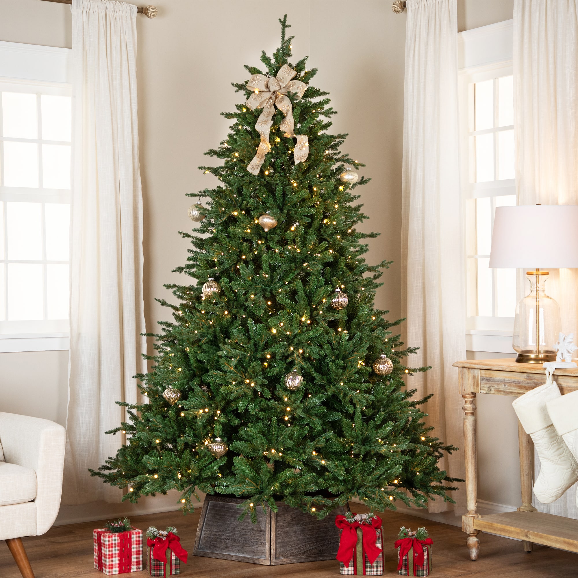 9ft. Pre-Lit Real Touch™ Cumberland Pine Artificial Christmas Tree, Warm White LED Lights