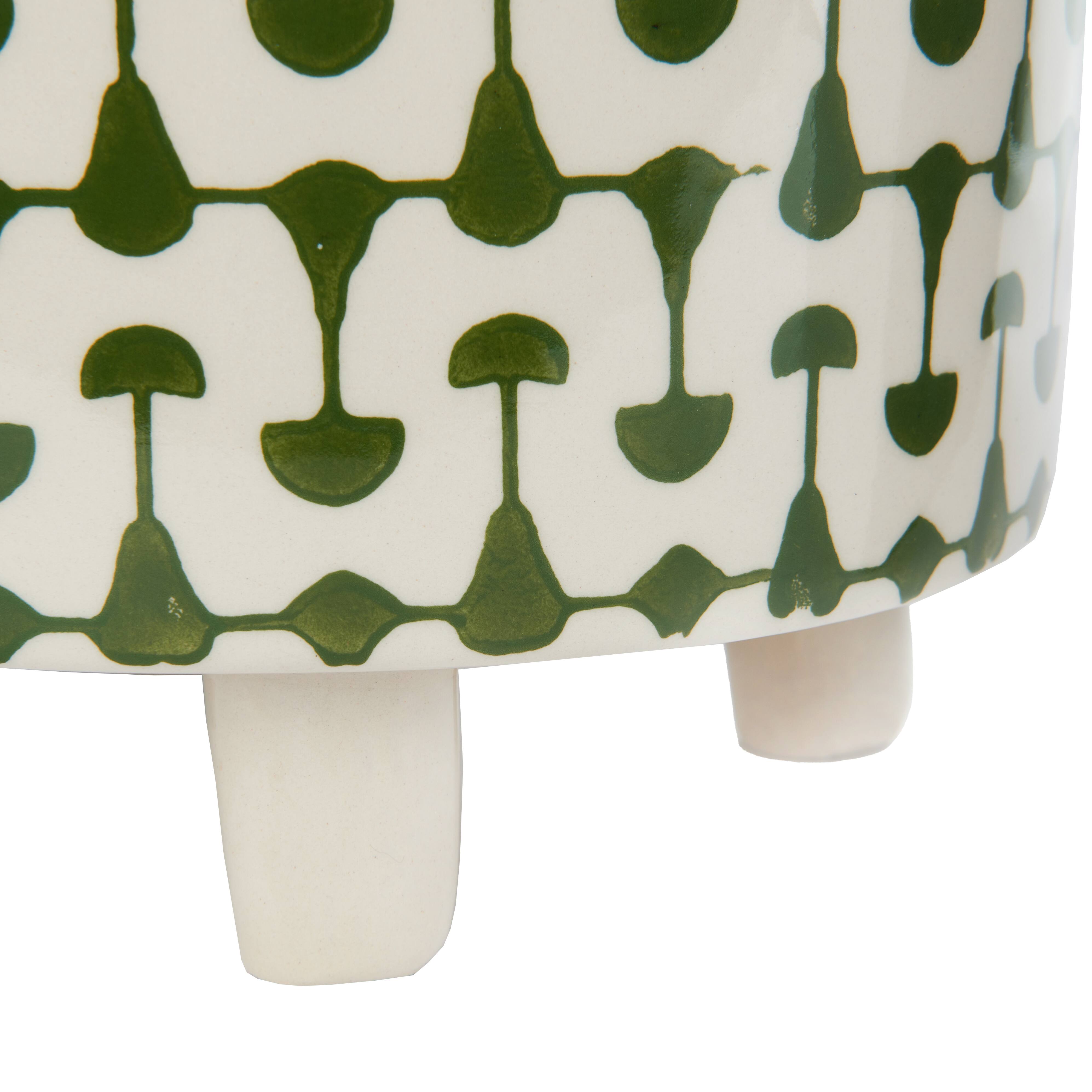 Hello Honey® 8" Footed Stoneware Planter with Abstract Print