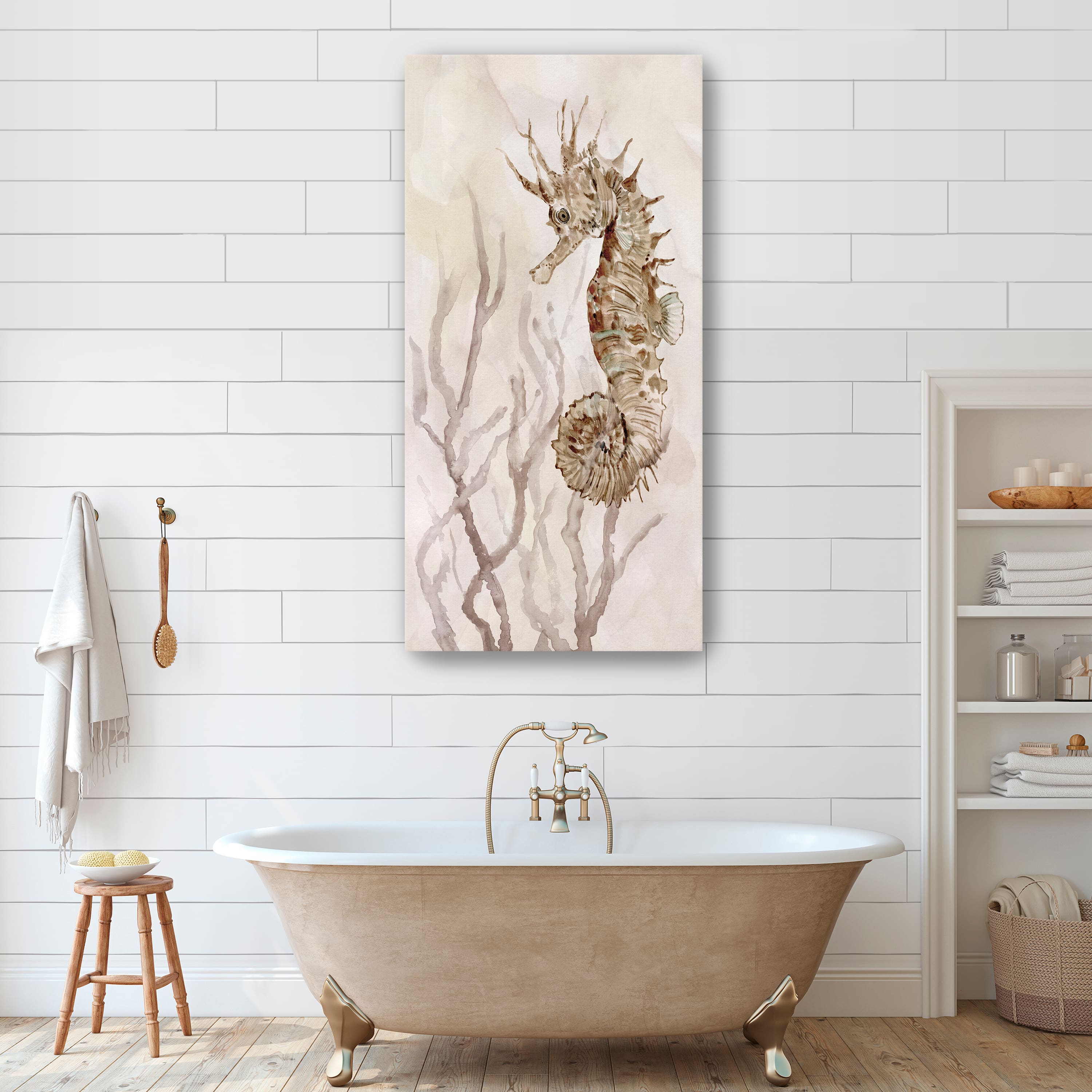 Neutral Seahorse II Canvas Giclee