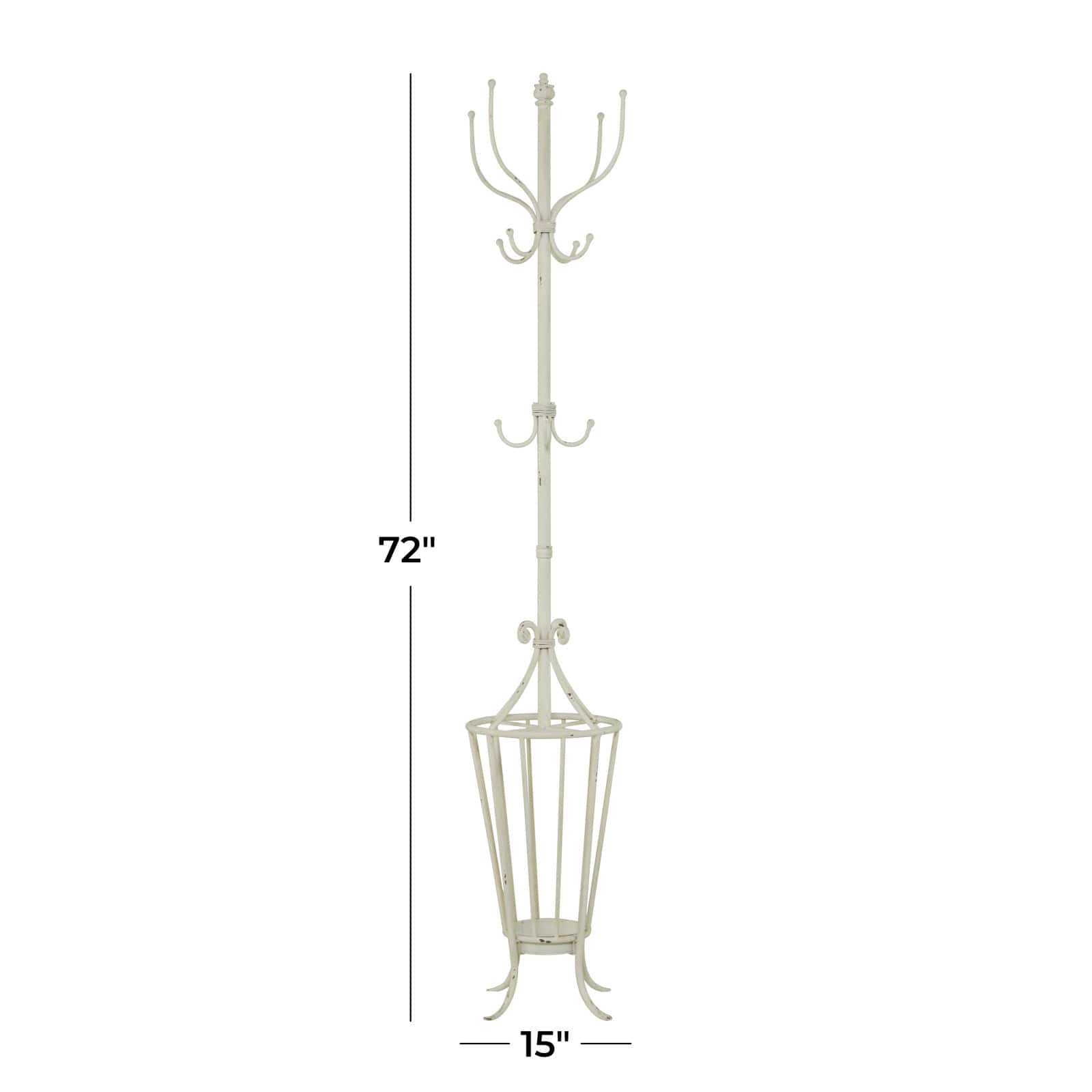 White Metal Farmhouse Coat Rack 72" x 15" x 15"