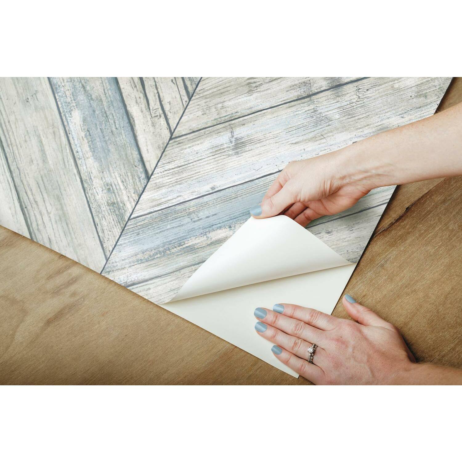 RoomMates Herringbone Wood Boards Peel & Stick Wallpaper