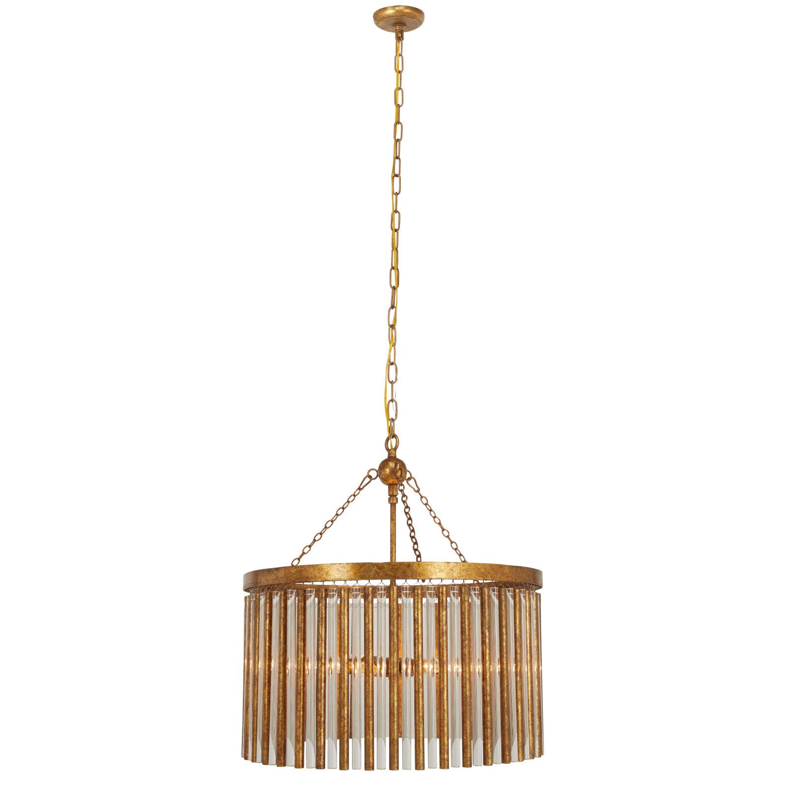 Gold Iron Glam Drum Chandelier, 25" x 22" x 22"