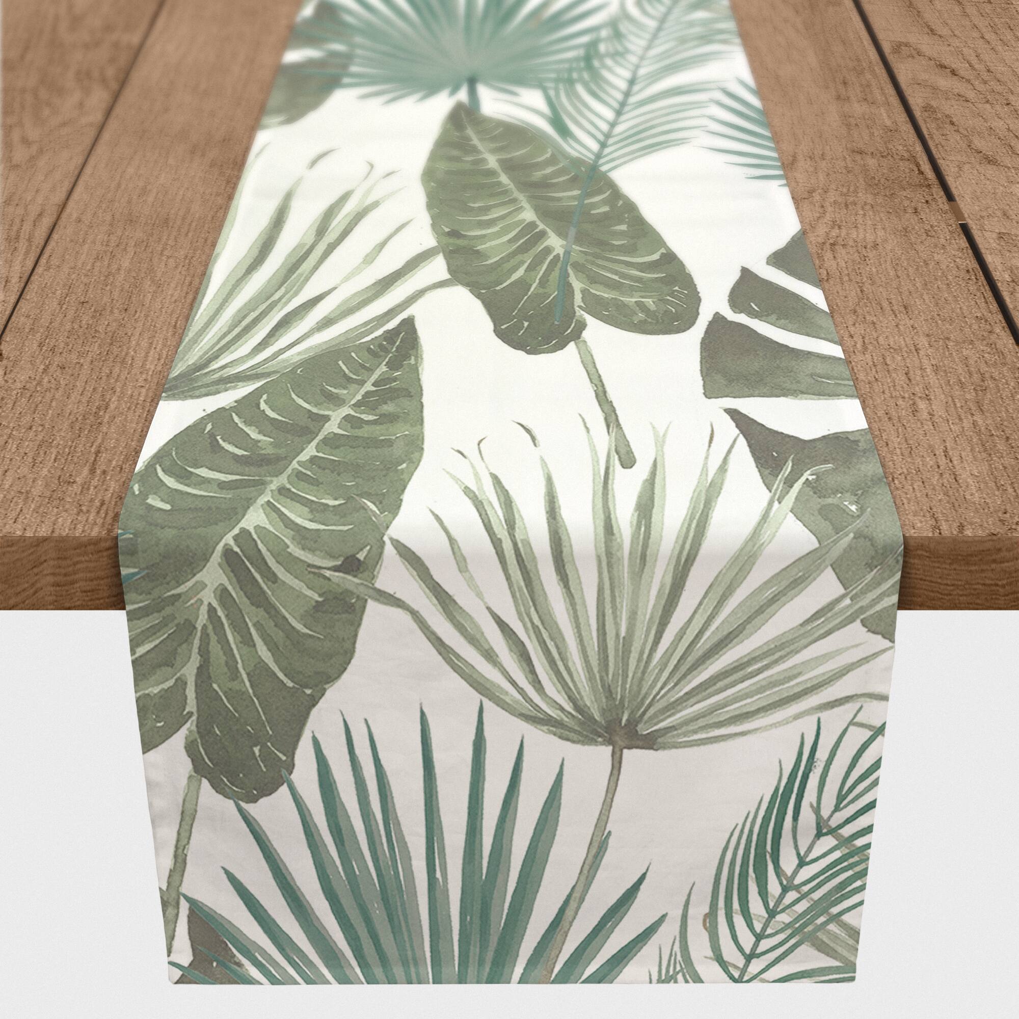 90" Tropical Palm Cotton Twill Runner