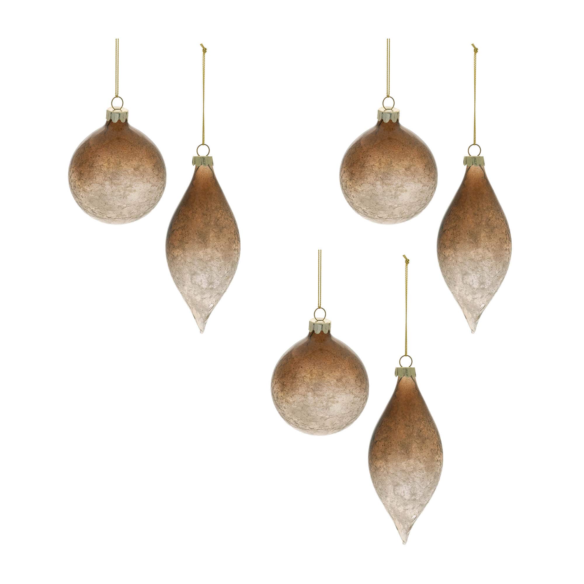 Ombre Crackle Glass Ornament Set, 3ct.