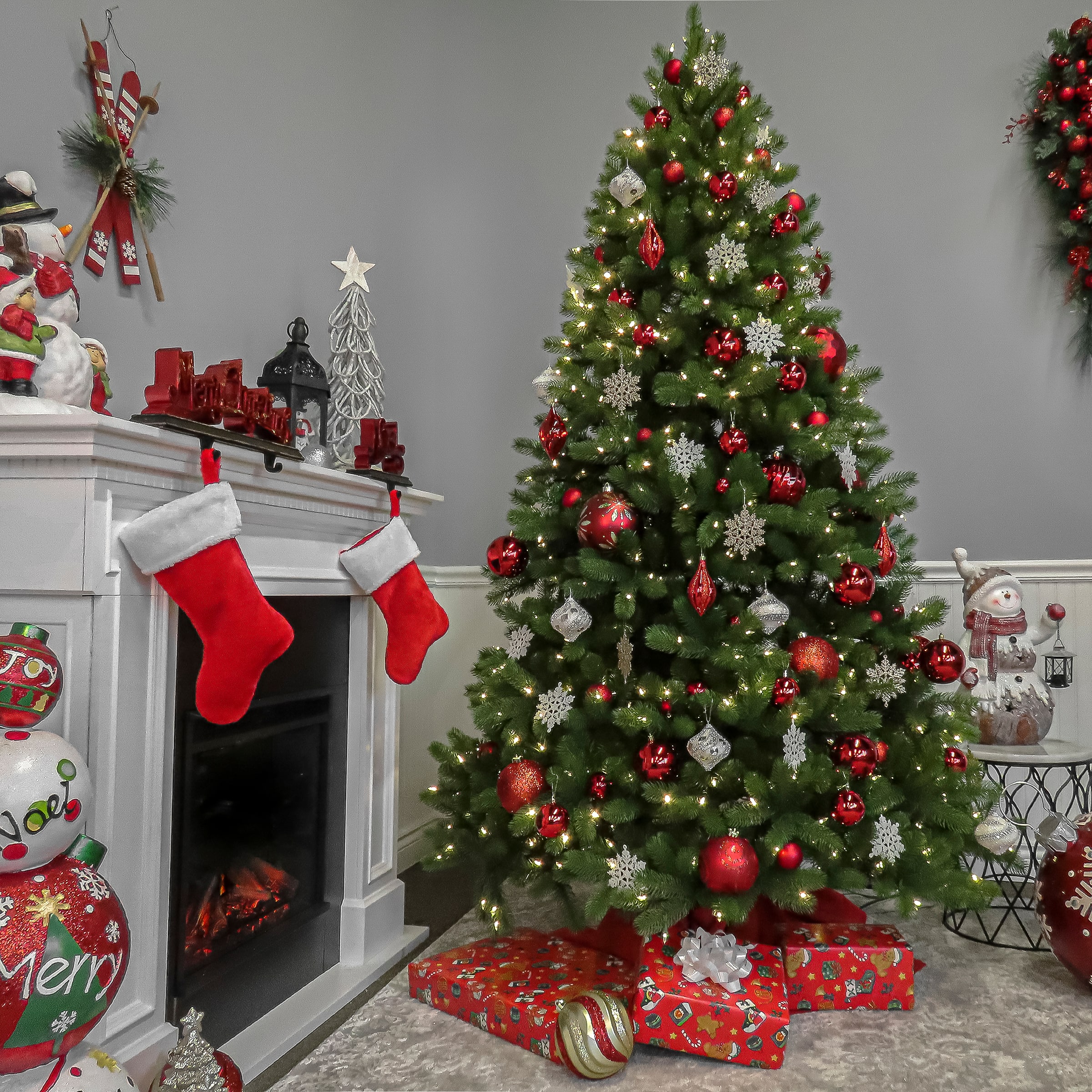 6 Ft. Pre-Lit Feel Real® Downswept Douglas Fir Full Artificial Christmas Tree, Clear Lights