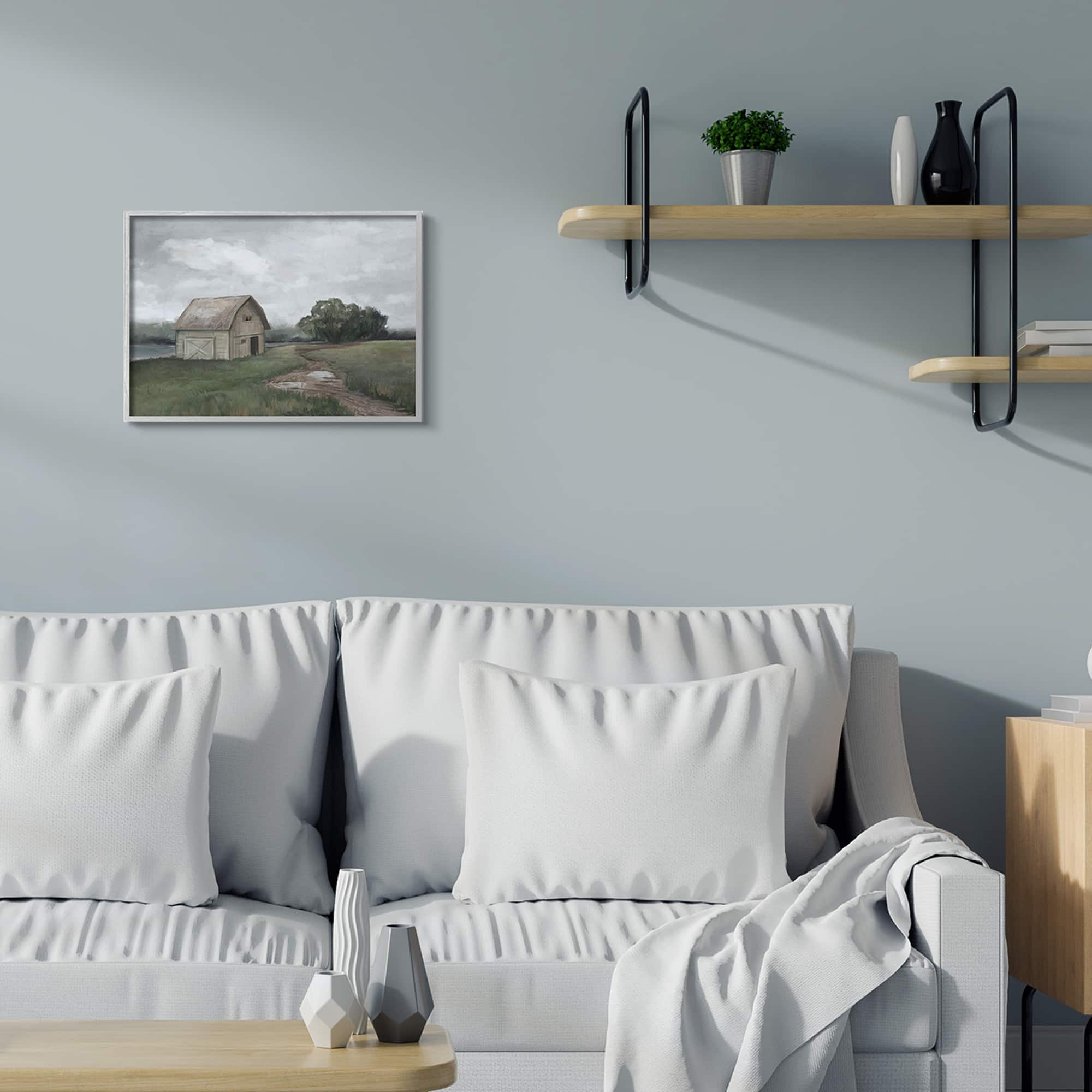 Stupell Industries Cloudy Barn Wall Art in Frame